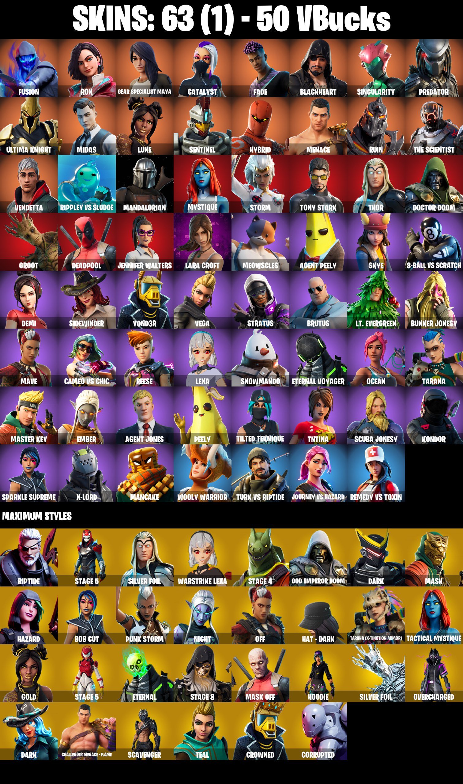 🎨 63 skins | 🌟 Fortnite account