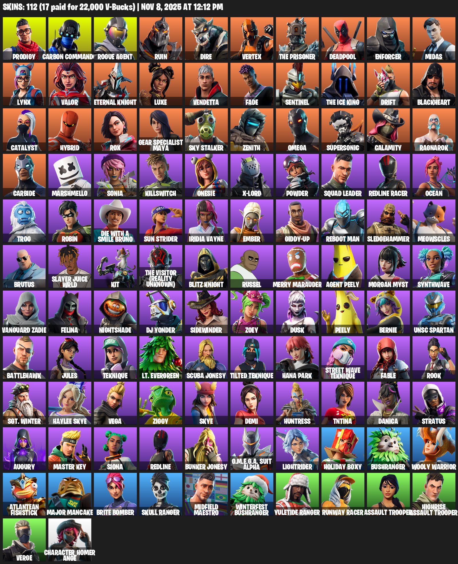 🎨 112 skins | 🌟 Fortnite account