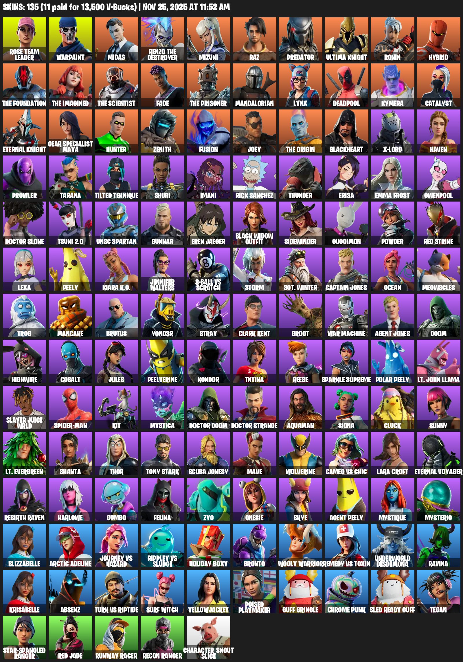 🎨 135 skins | 🌟 Fortnite account