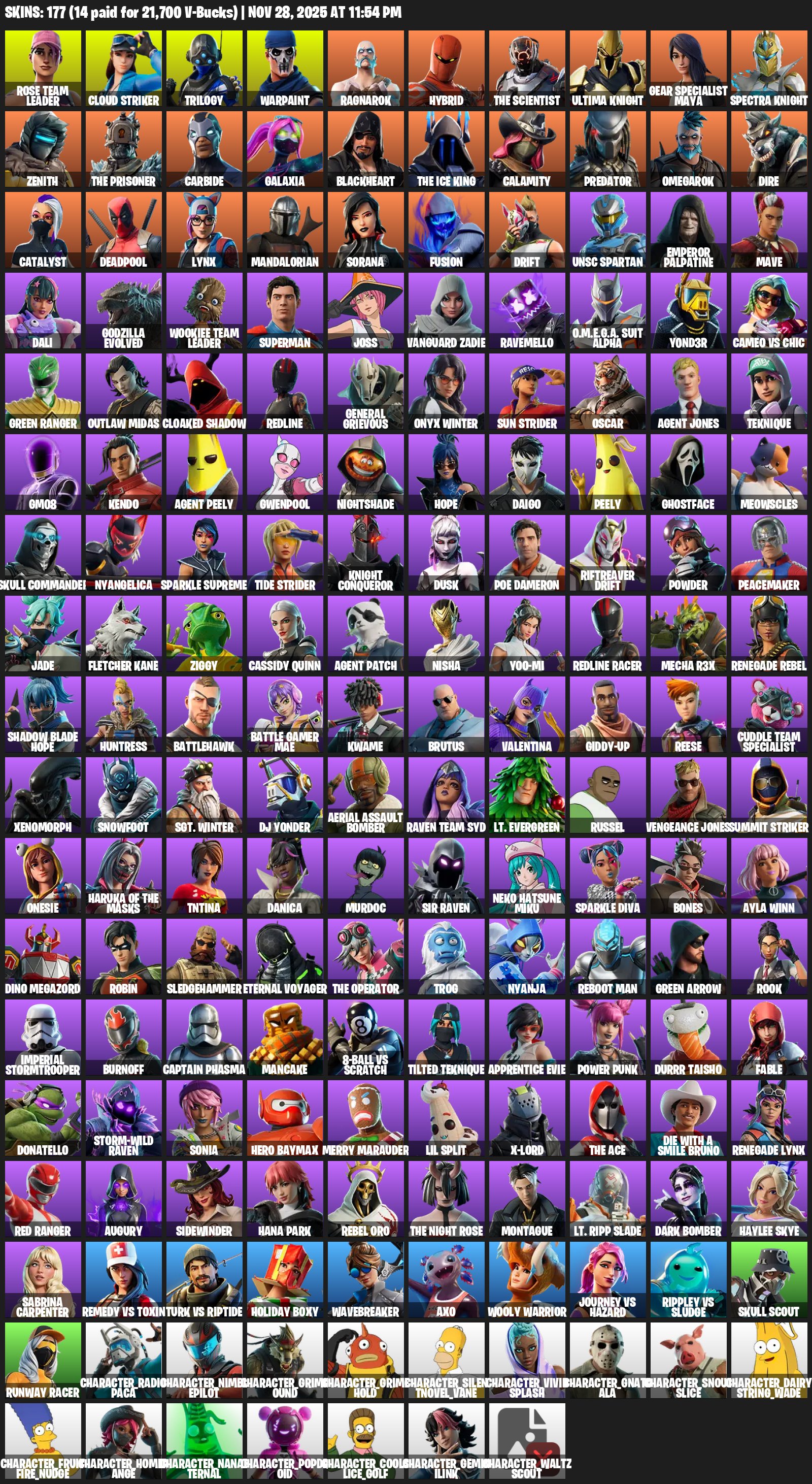 🎨 177 skins | 🌟 Fortnite account