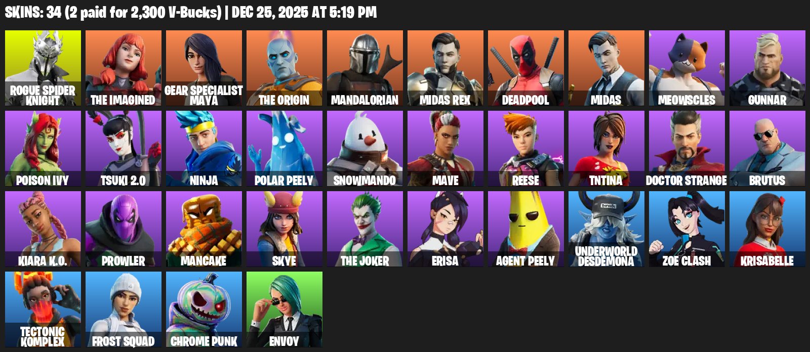 🎨 34 skins | 🌟 Fortnite account