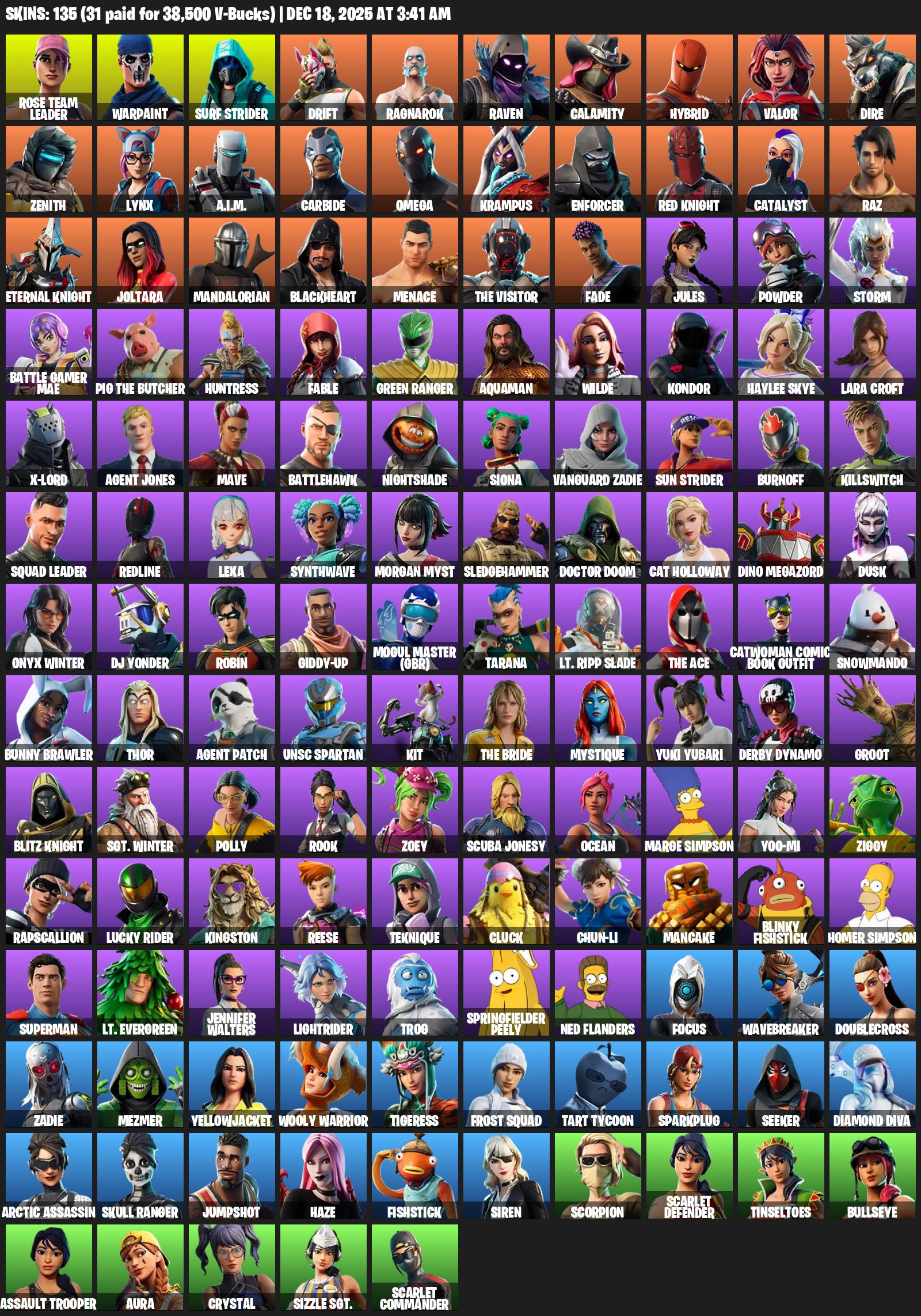 🎨 135 скинов | 🌟 Fortnite аккаунт