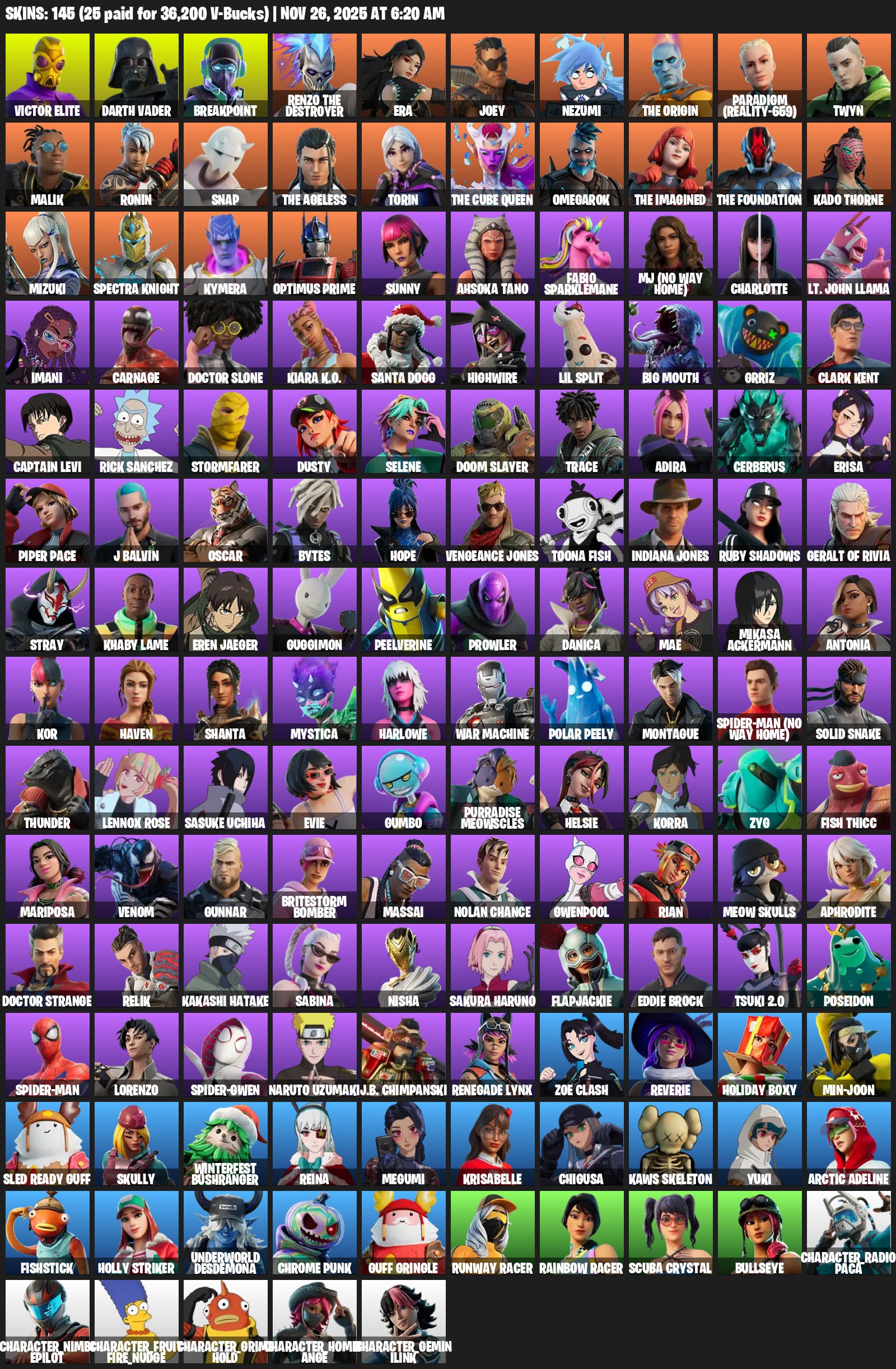 🎨 145 скінів | 🌟 Fortnite акаунт