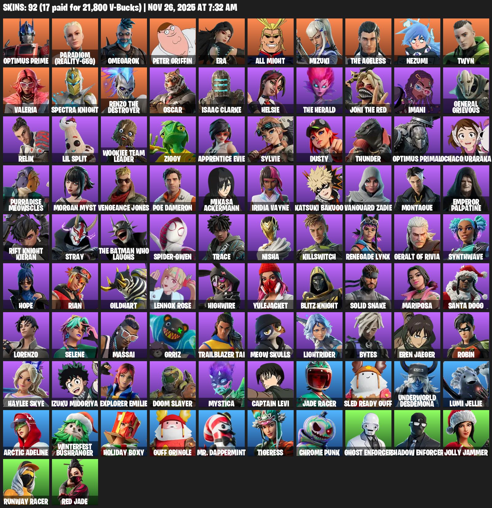 🎨 95 скінів | 🌟 Fortnite акаунт