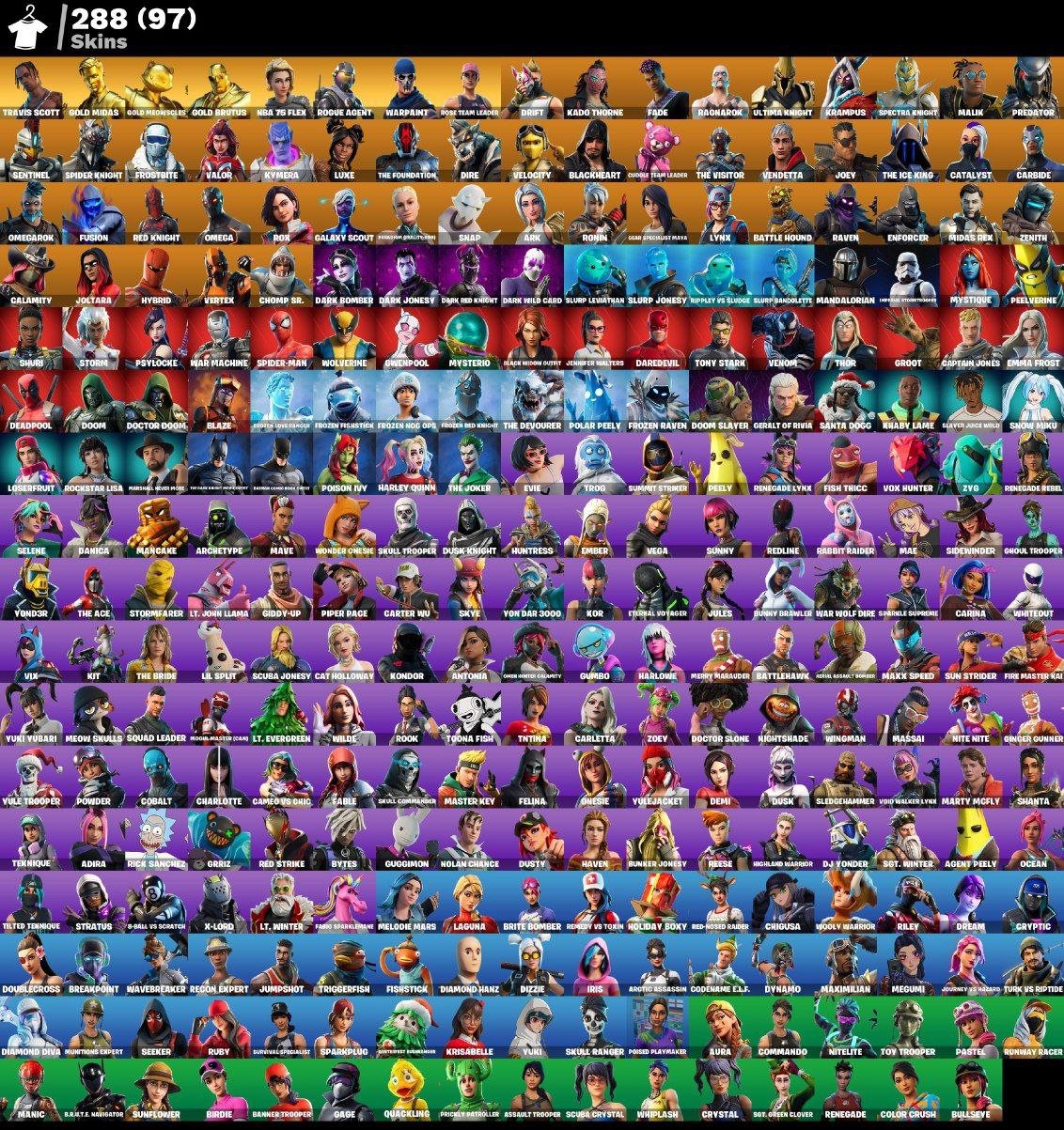 🎨 288 skins | 🌟 Fortnite account