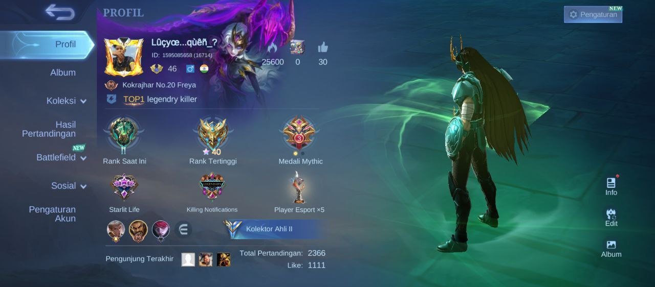 🎮 Mobile Legends акаунт | Міфічний | 69 героїв | 141 облич