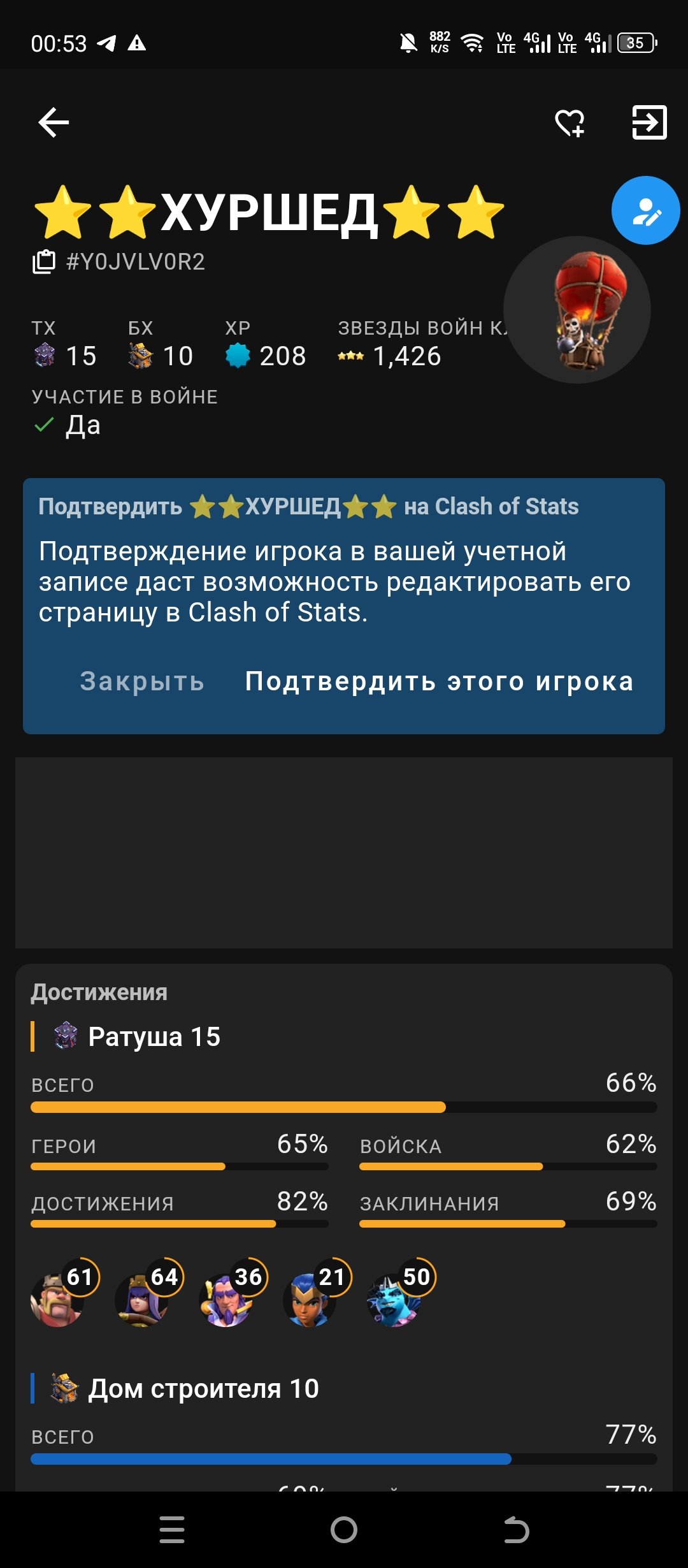 🏰 Clash of Clans акаунт | Ратуша 15 рівень | Рівень 75