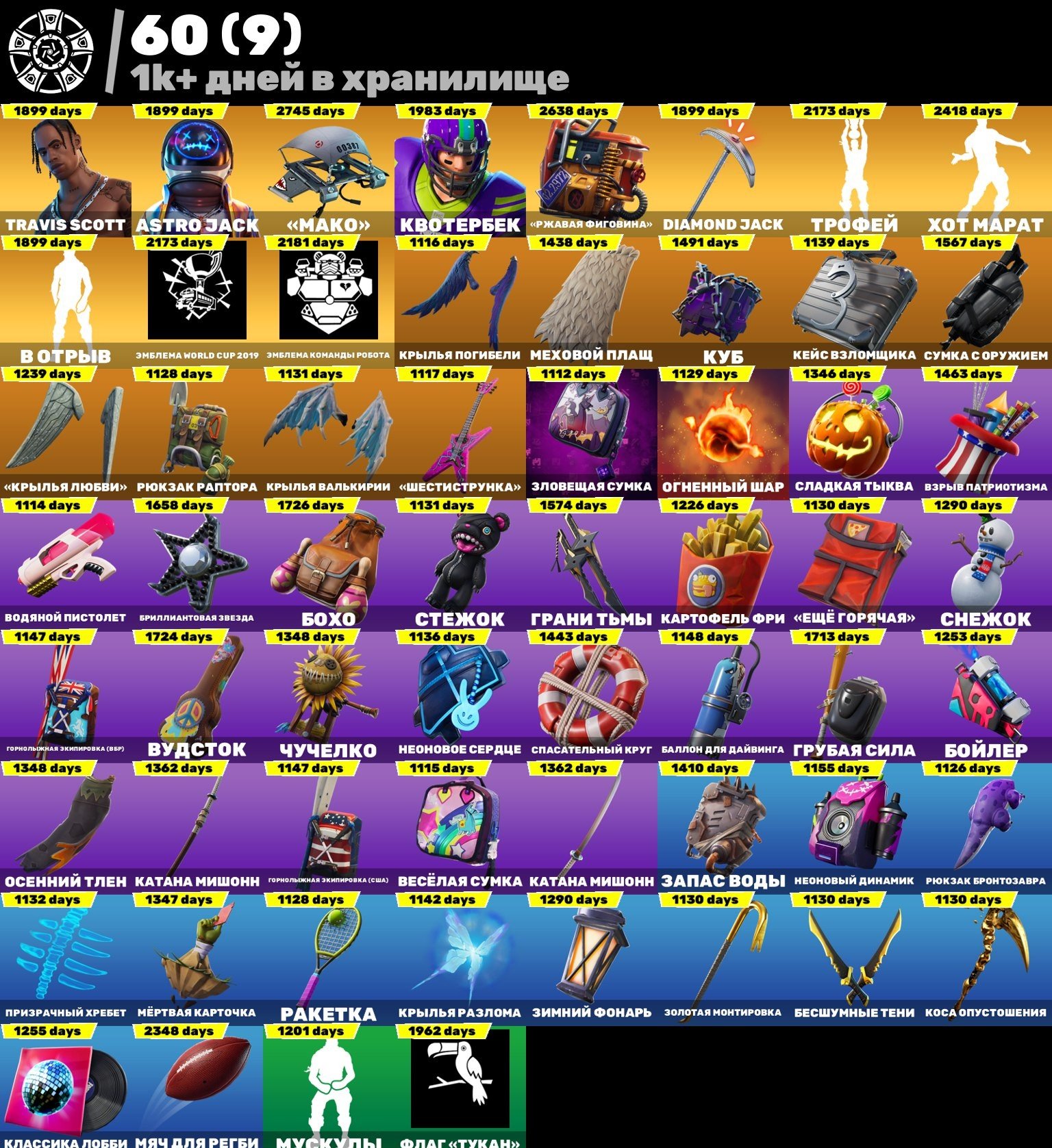 💥Fortnite account with 214 skins: Black Knight, Travis Scott, Mako, Floss, Take the L, and more! 🌟
