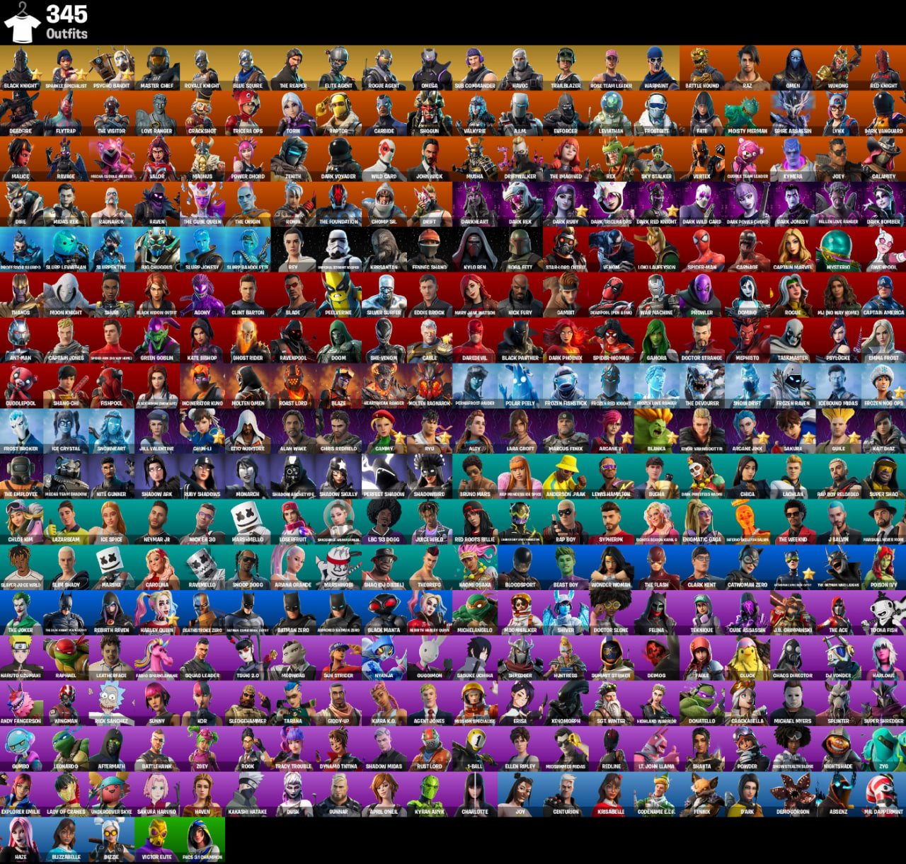 💼 345 skins | 🌟 Fortnite account