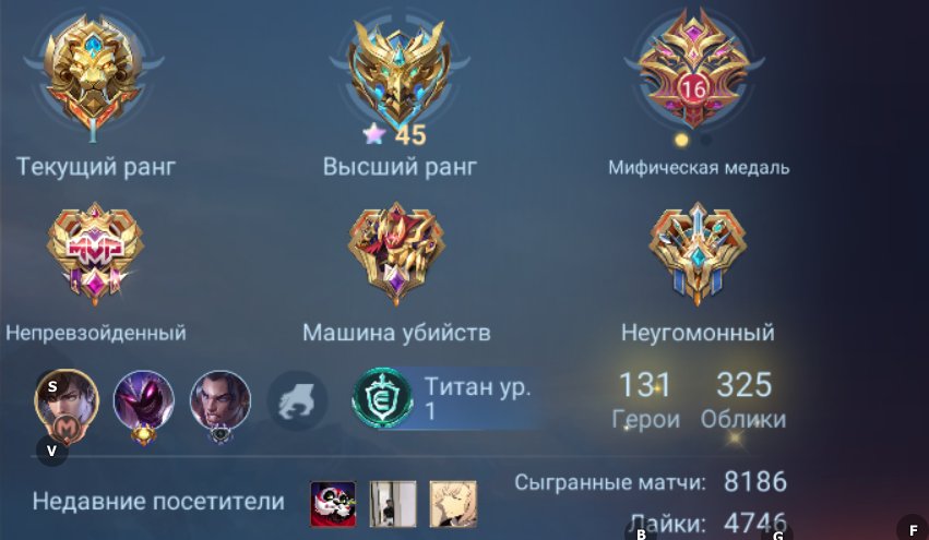 🎮 Mobile Legends account | Legend | 131 heroes | 325 skins