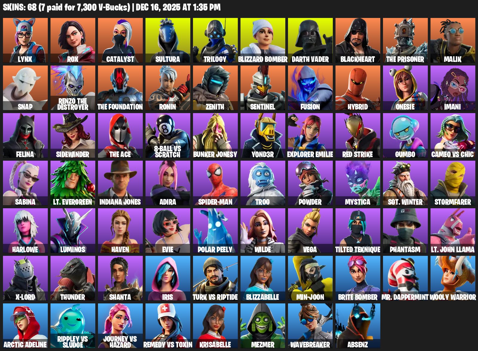 🎨 68 скінів | 🌟 Fortnite акаунт