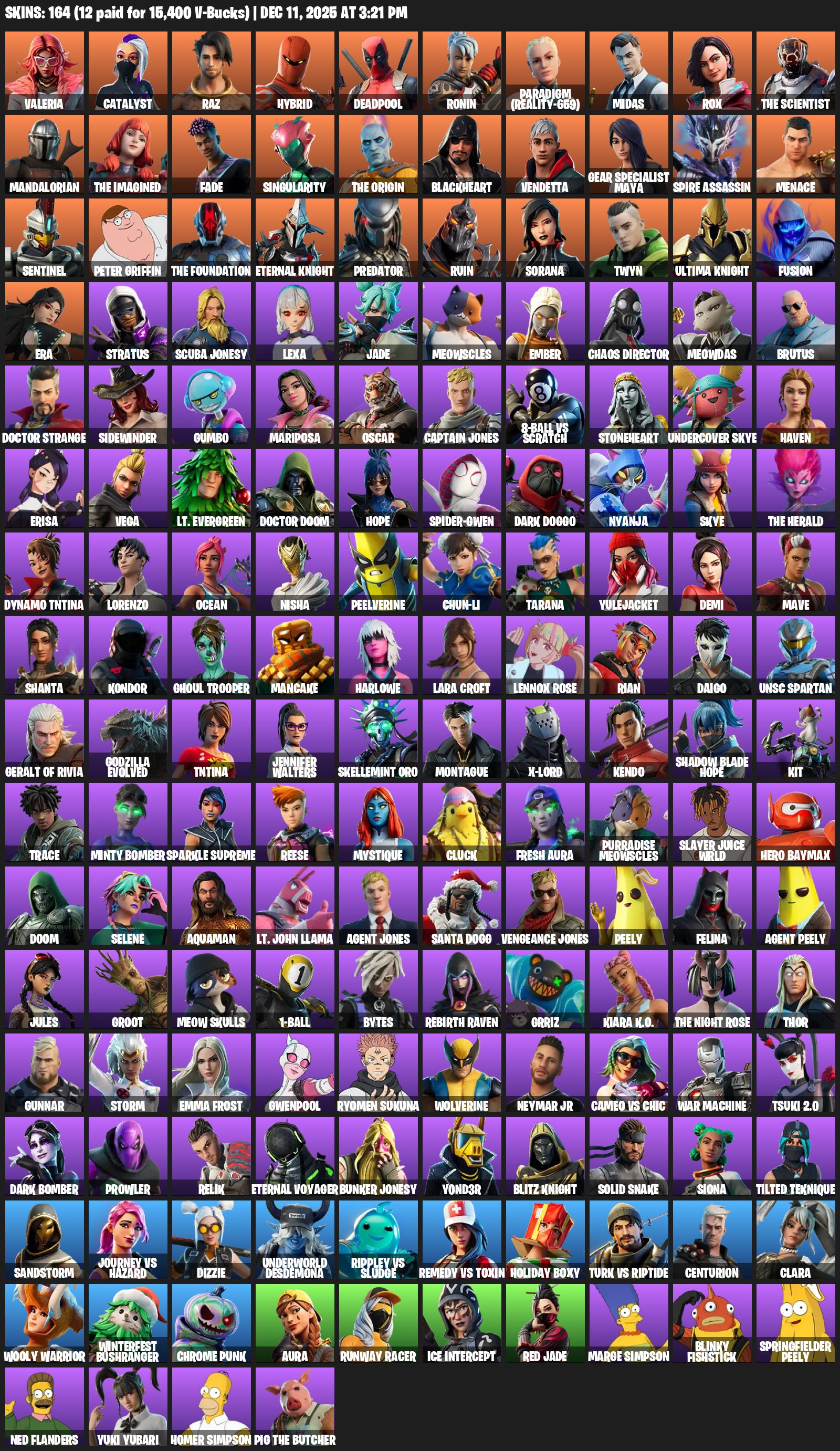 🎨 164 скина | 🌟 Fortnite аккаунт