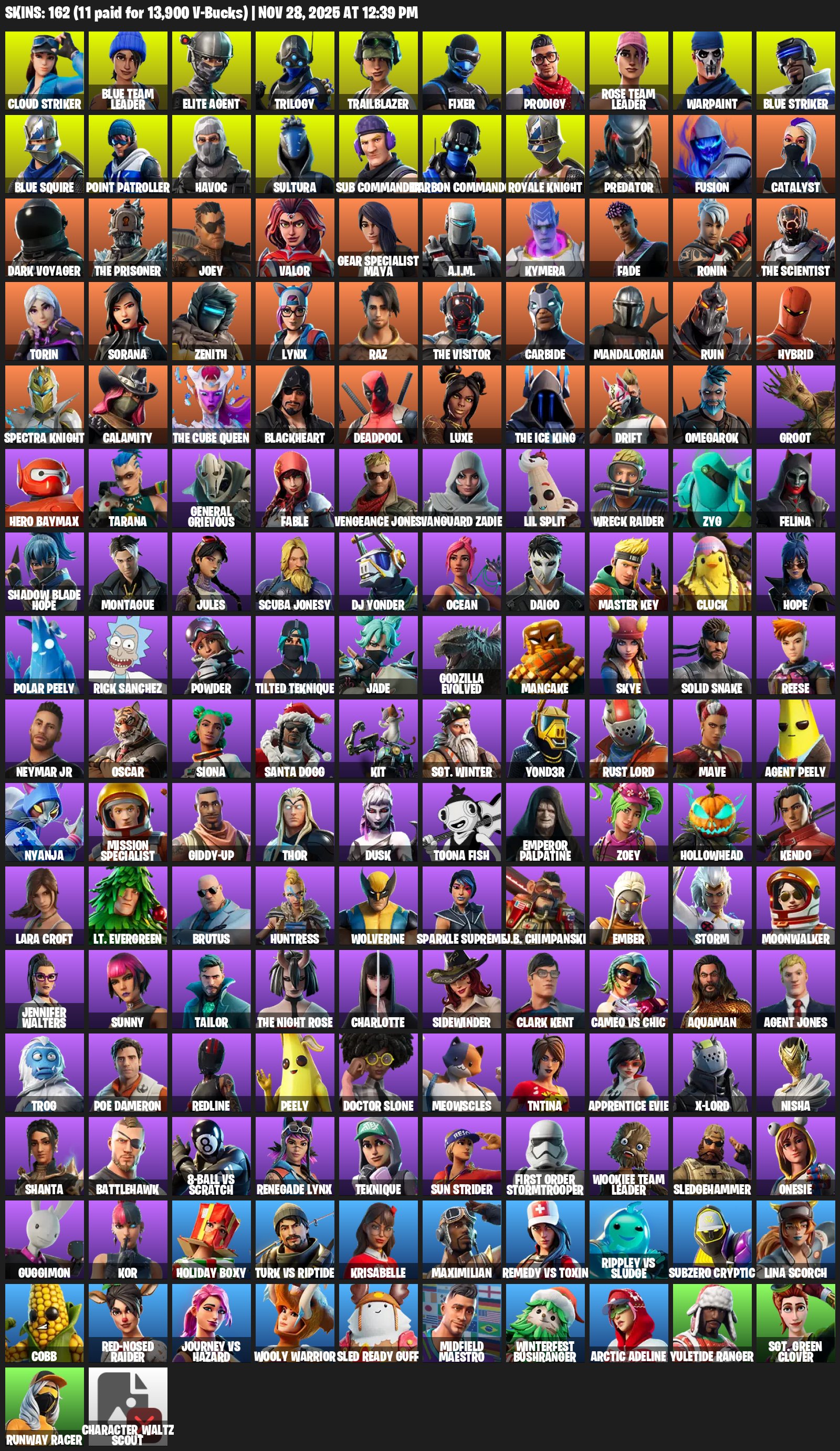 🎨 162 skins | 🌟 Fortnite account