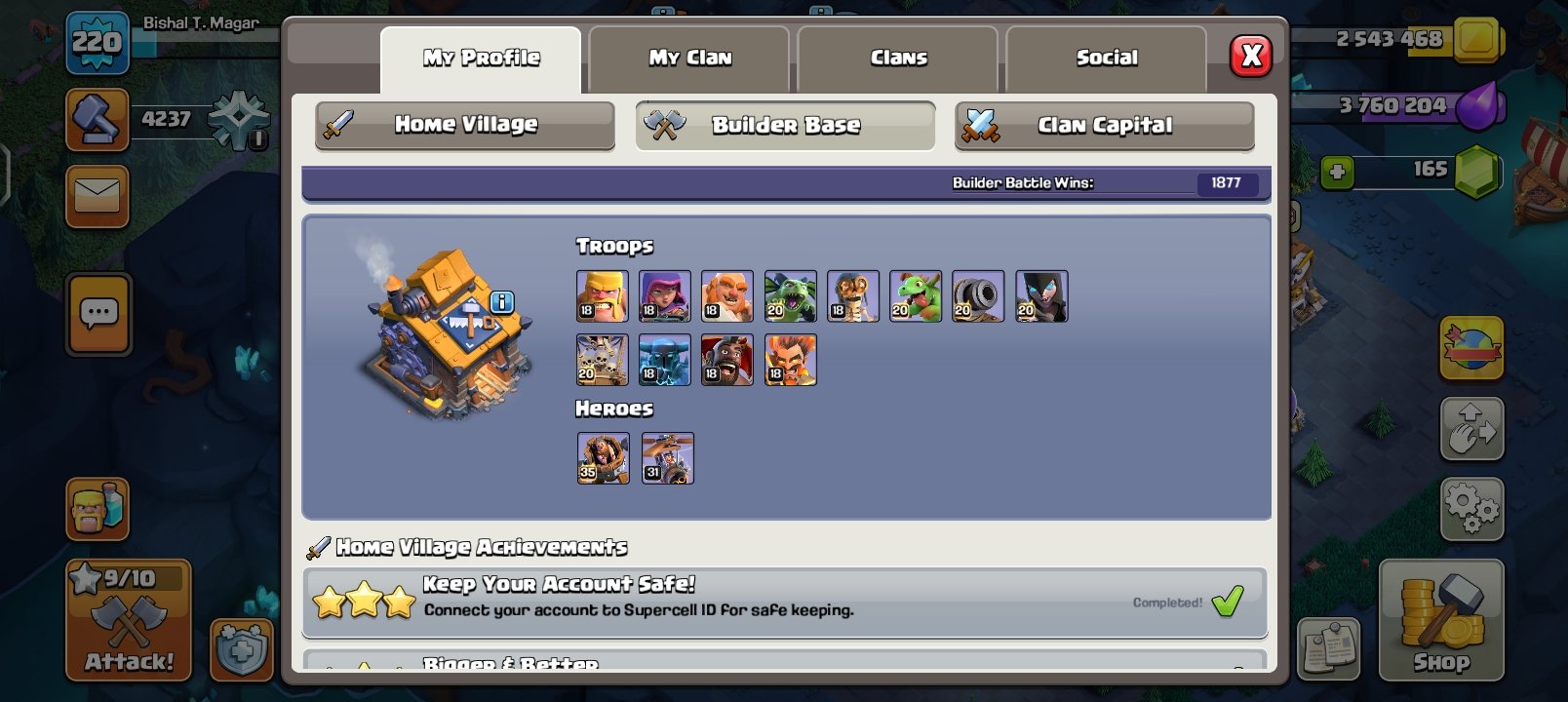 🏰 Clash of Clans акаунт | Ратуша 16 рівень | Рівень 220