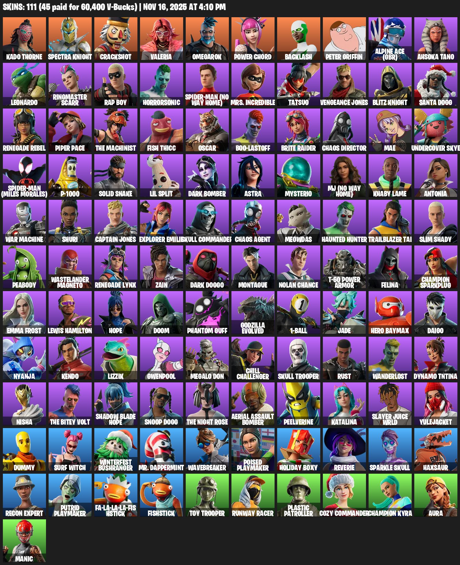 🎨 111 skins | 🌟 Fortnite account