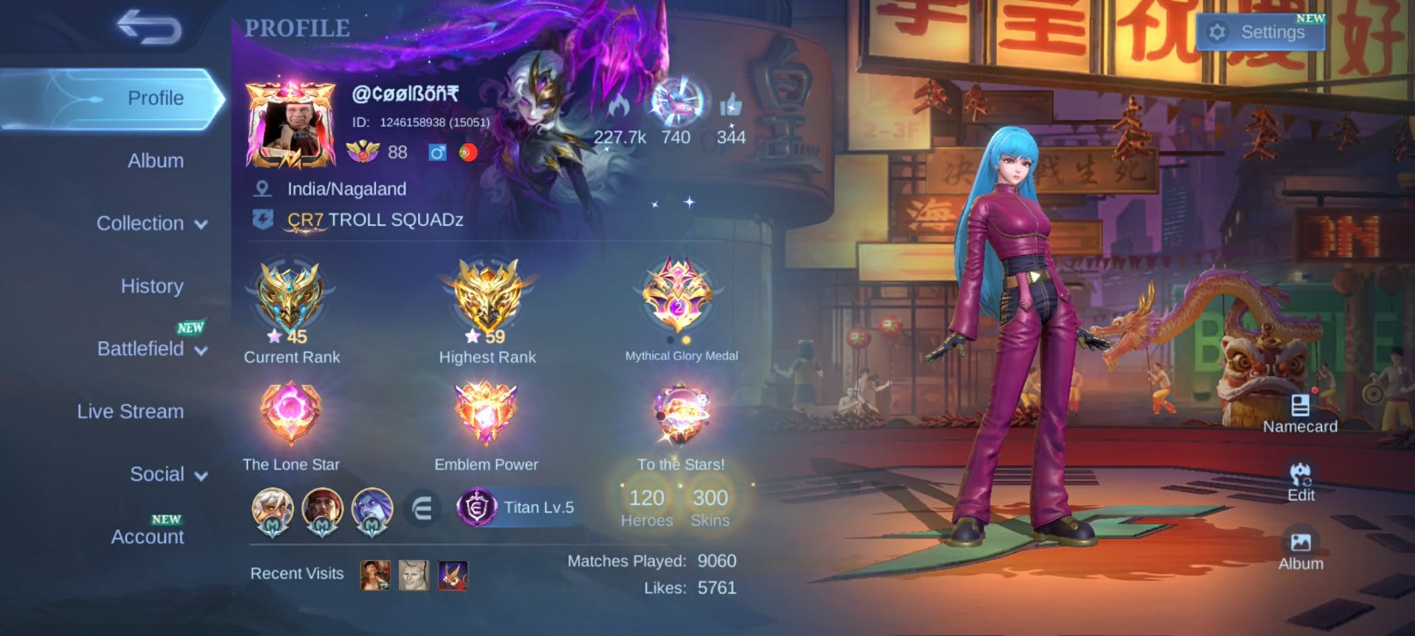 🎮 Mobile Legends account | Mythic | 120 heroes | 300 skins