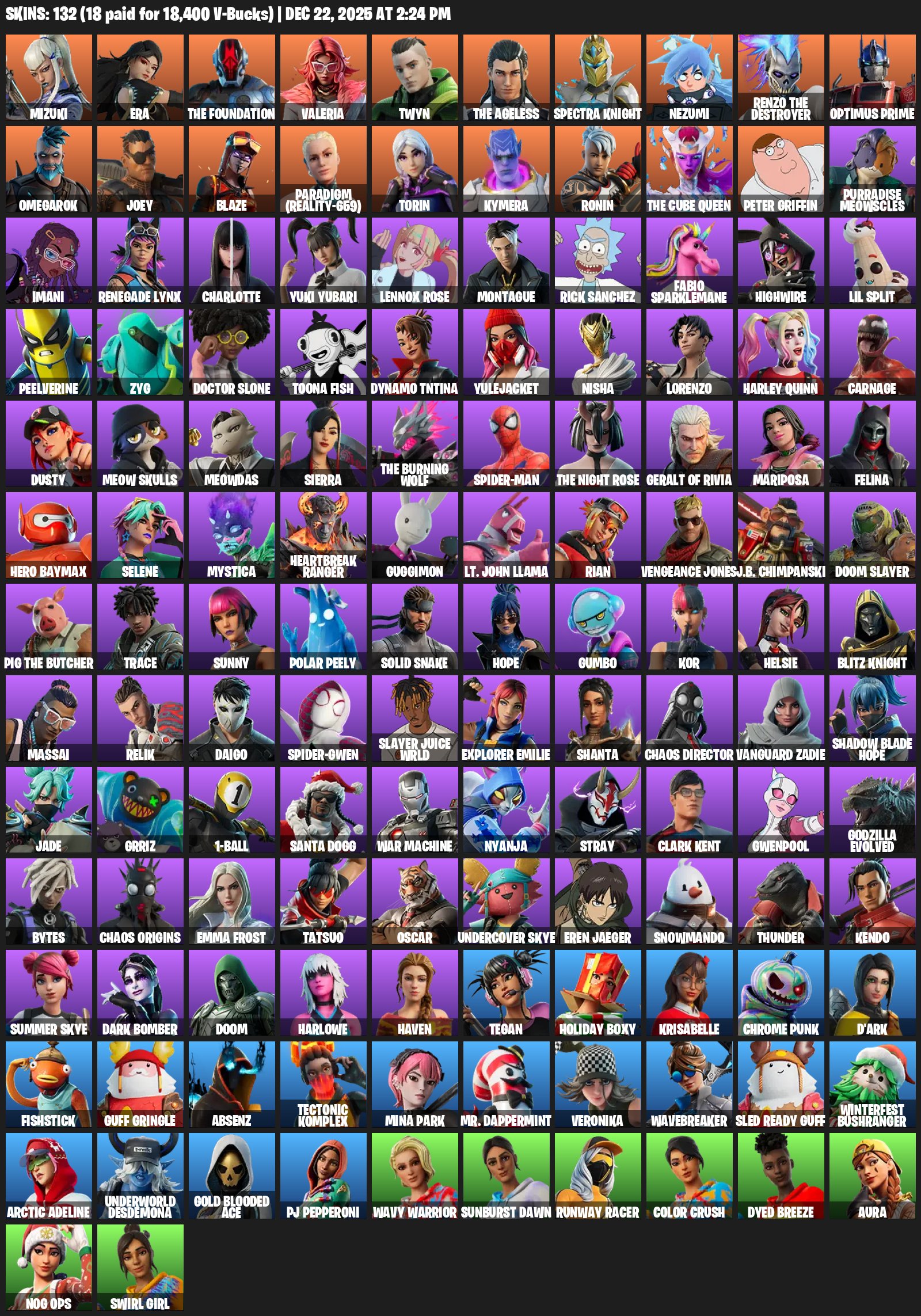 🎨 132 skins | 🌟 Fortnite account