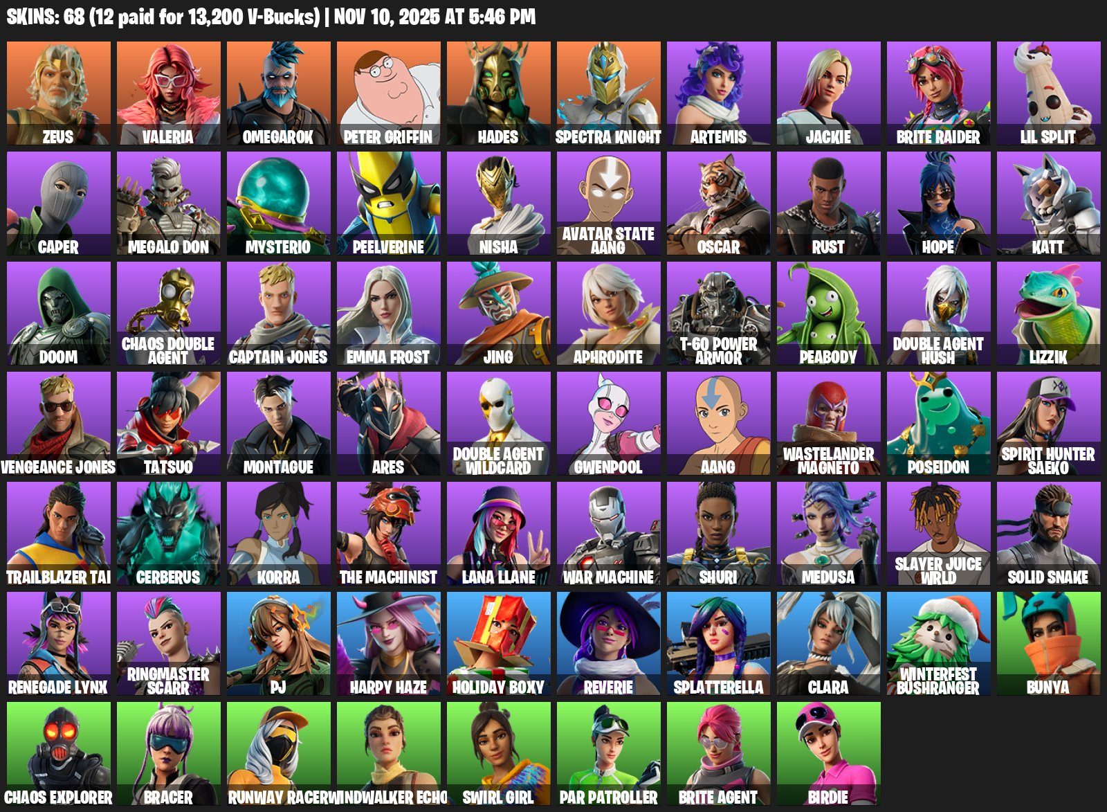 🎨 68 skins | 🌟 Fortnite account