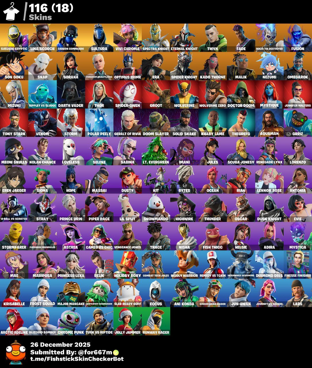 🎨 116 skins | 🌟 Fortnite account