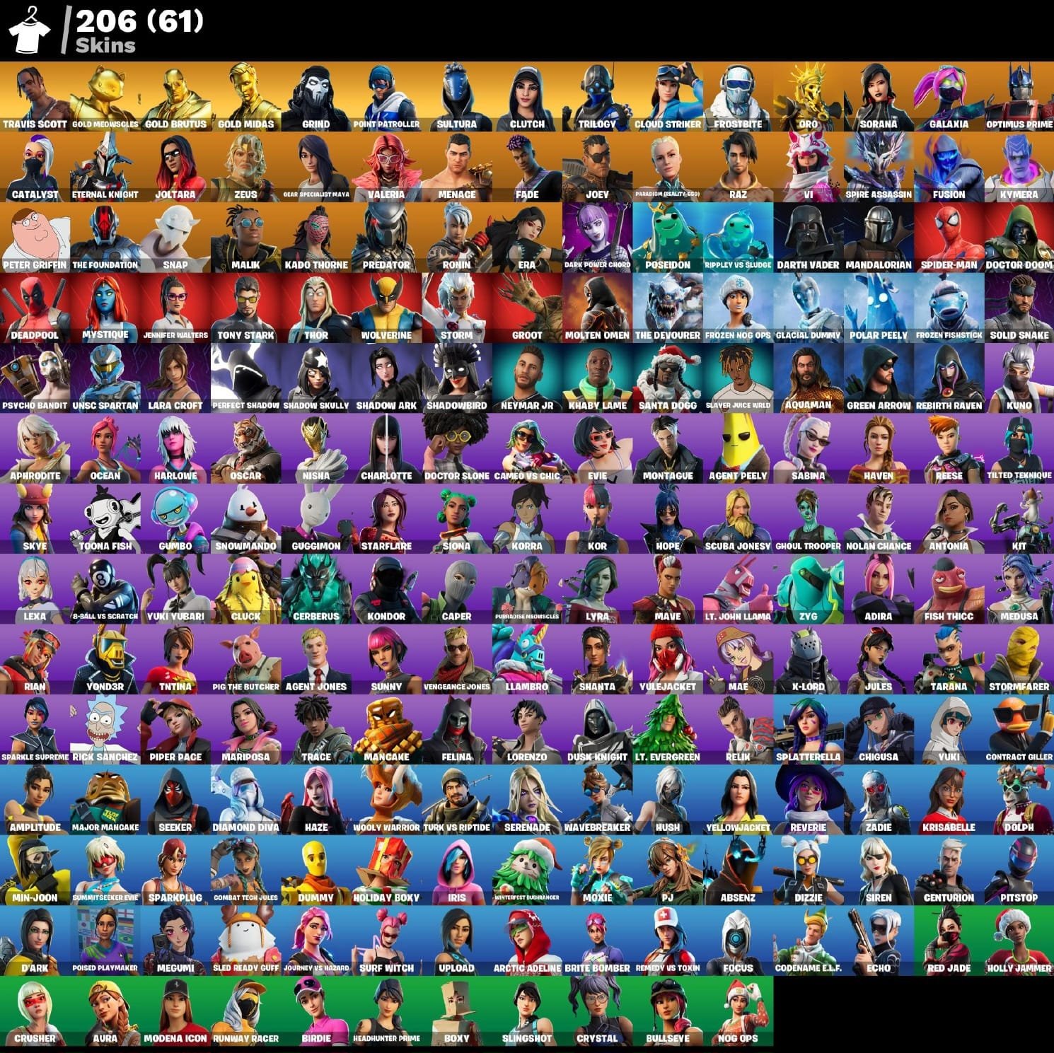 🎨 206 skins | 🌟 Fortnite account