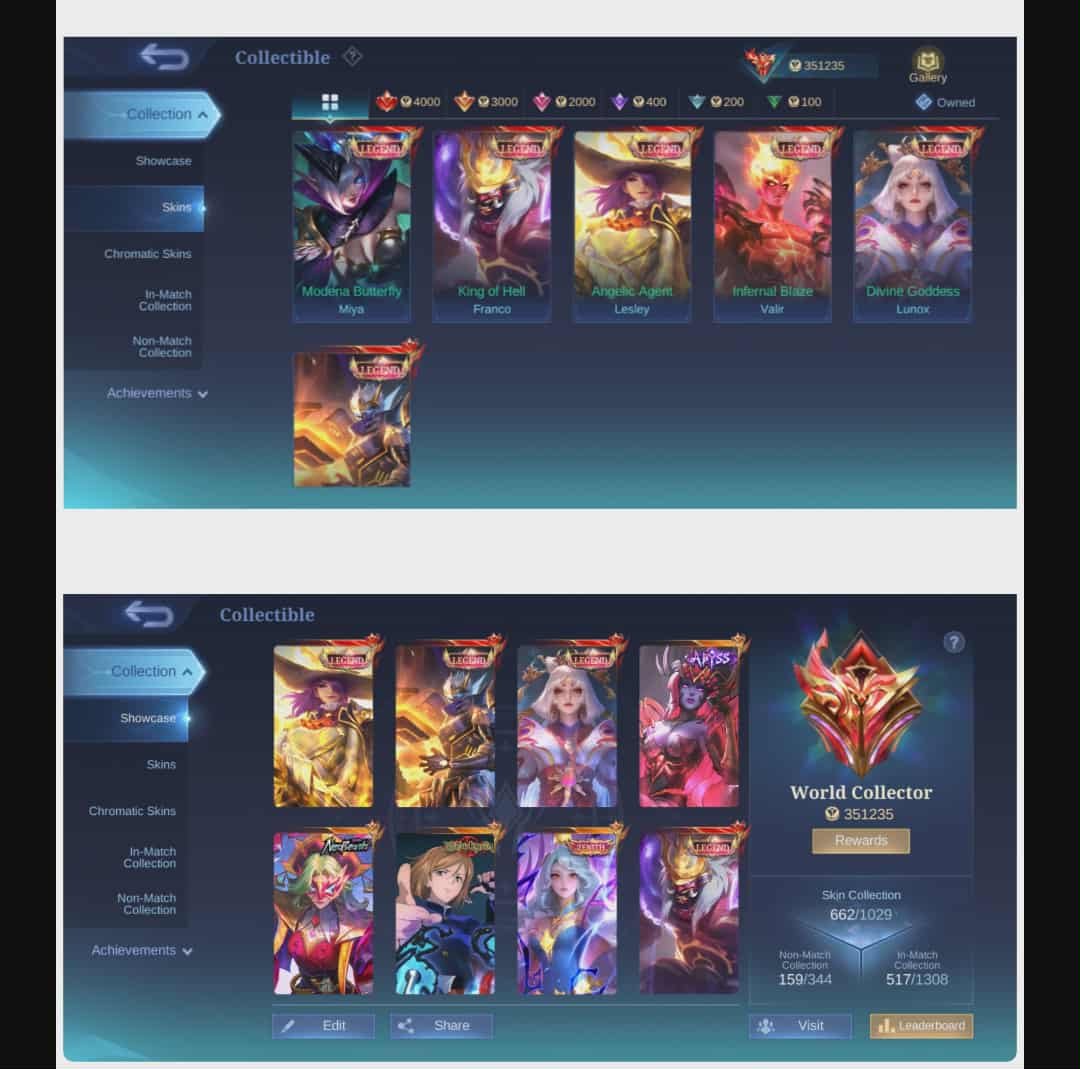 🎮 Mobile Legends account | Mythical Immortal | 130 heroes | 662 skins