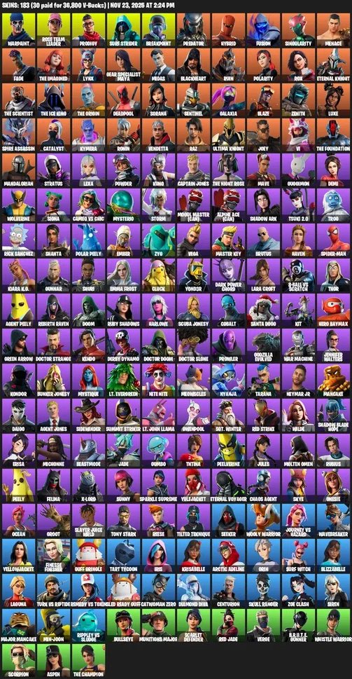 🎨 183 skins | 🌟 Fortnite account