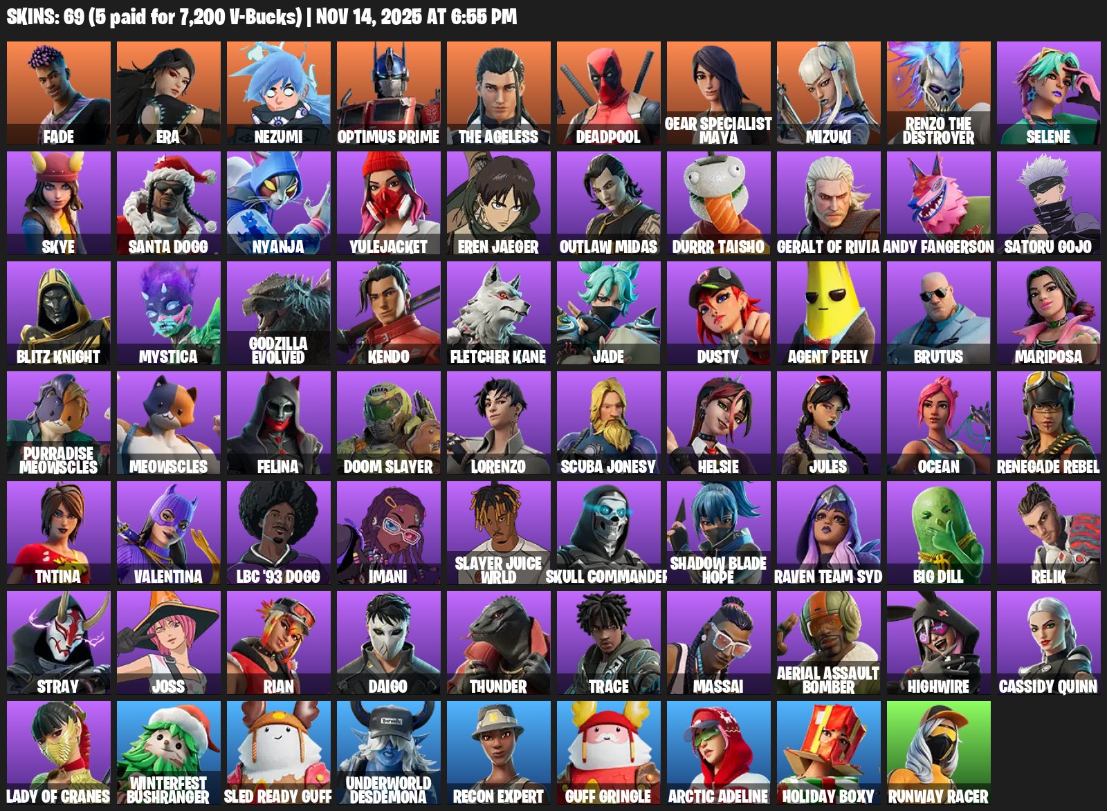 🎨 69 skins | 🌟 Fortnite account