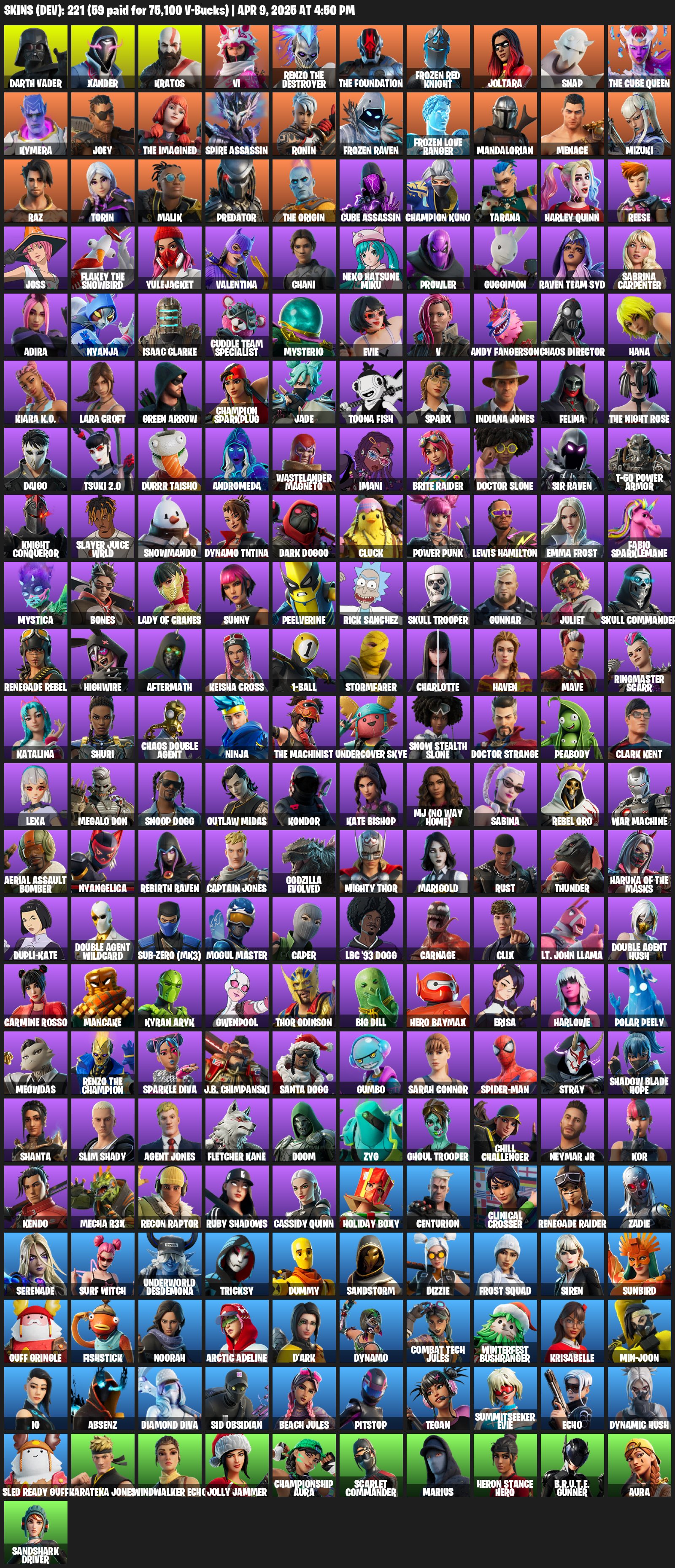 🎨 223 скінів | 🌟 Fortnite акаунт