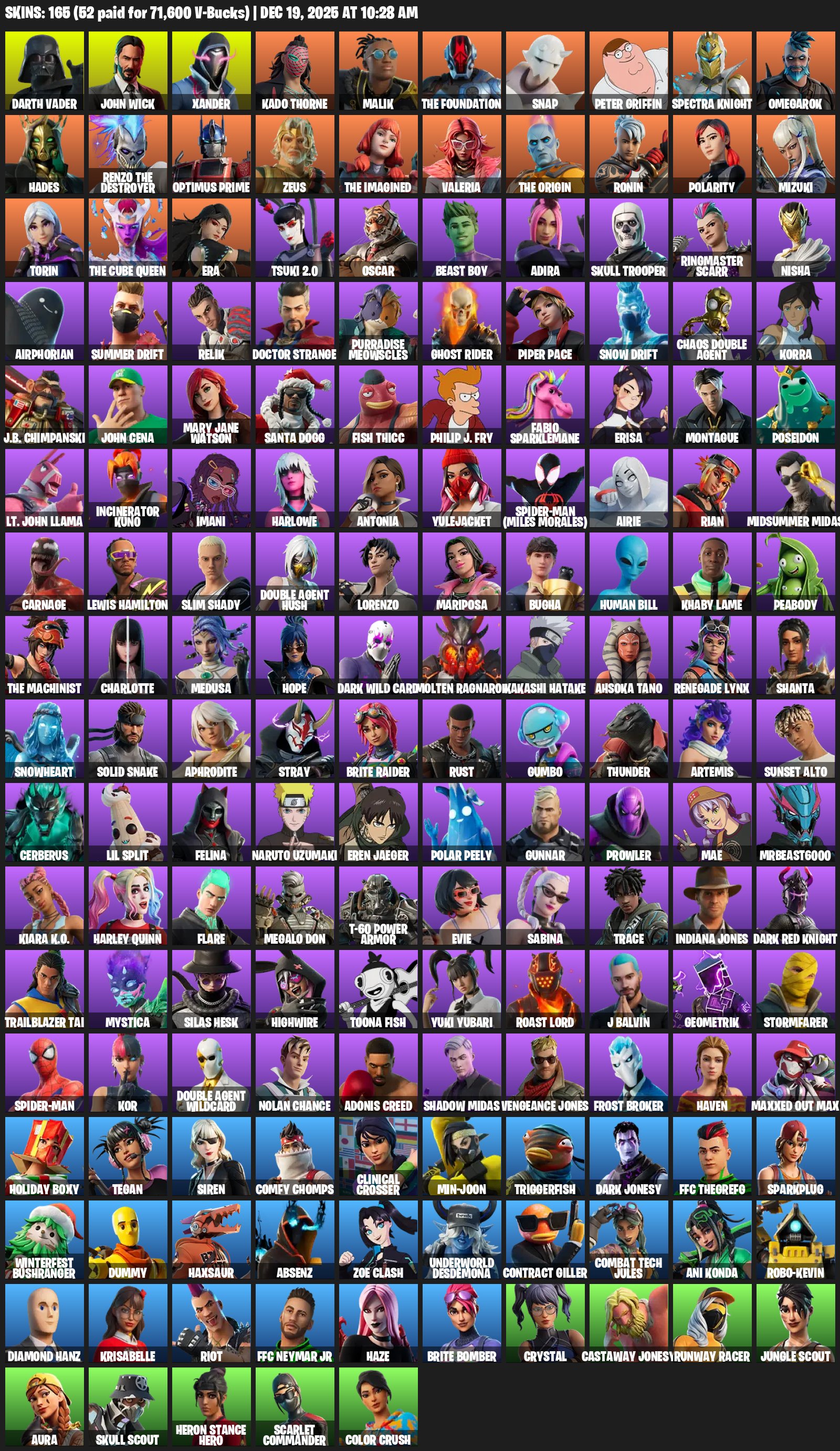 🎨 165 skins | 🌟 Fortnite account