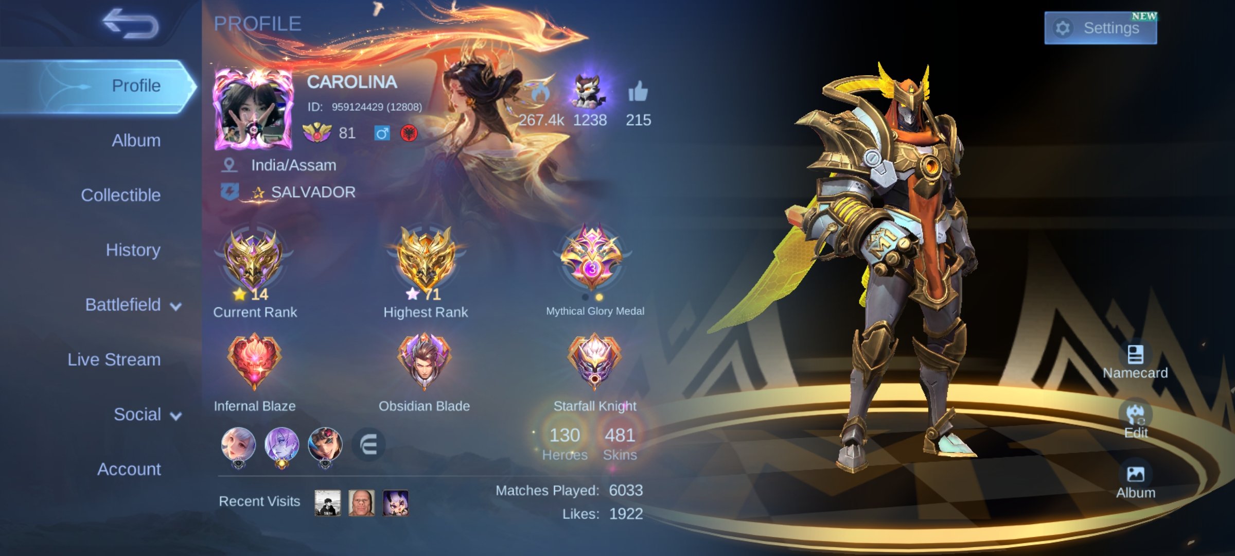 🎮 Mobile Legends account | Mythic | 131 heroes | 484 skins