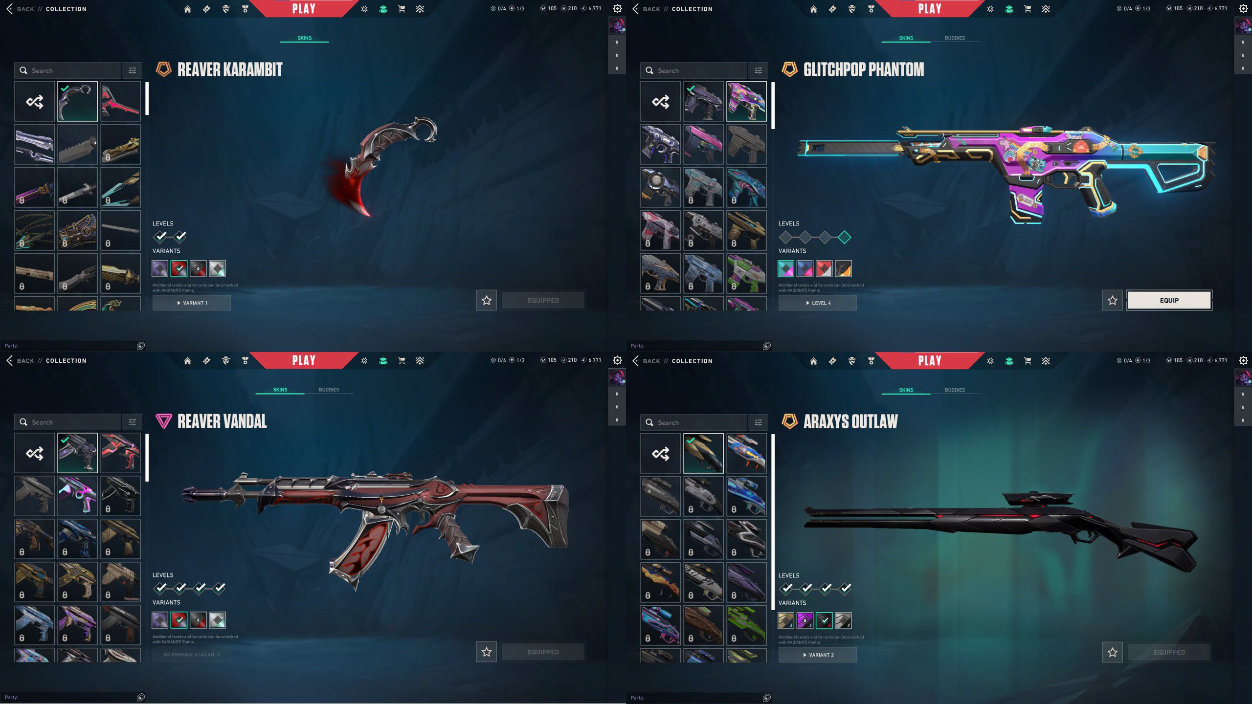 ● 64 skins | 3 knives | Karambit Reaper | Vandal Reaper | Phantom Glitchpop | Sheriff Reaper