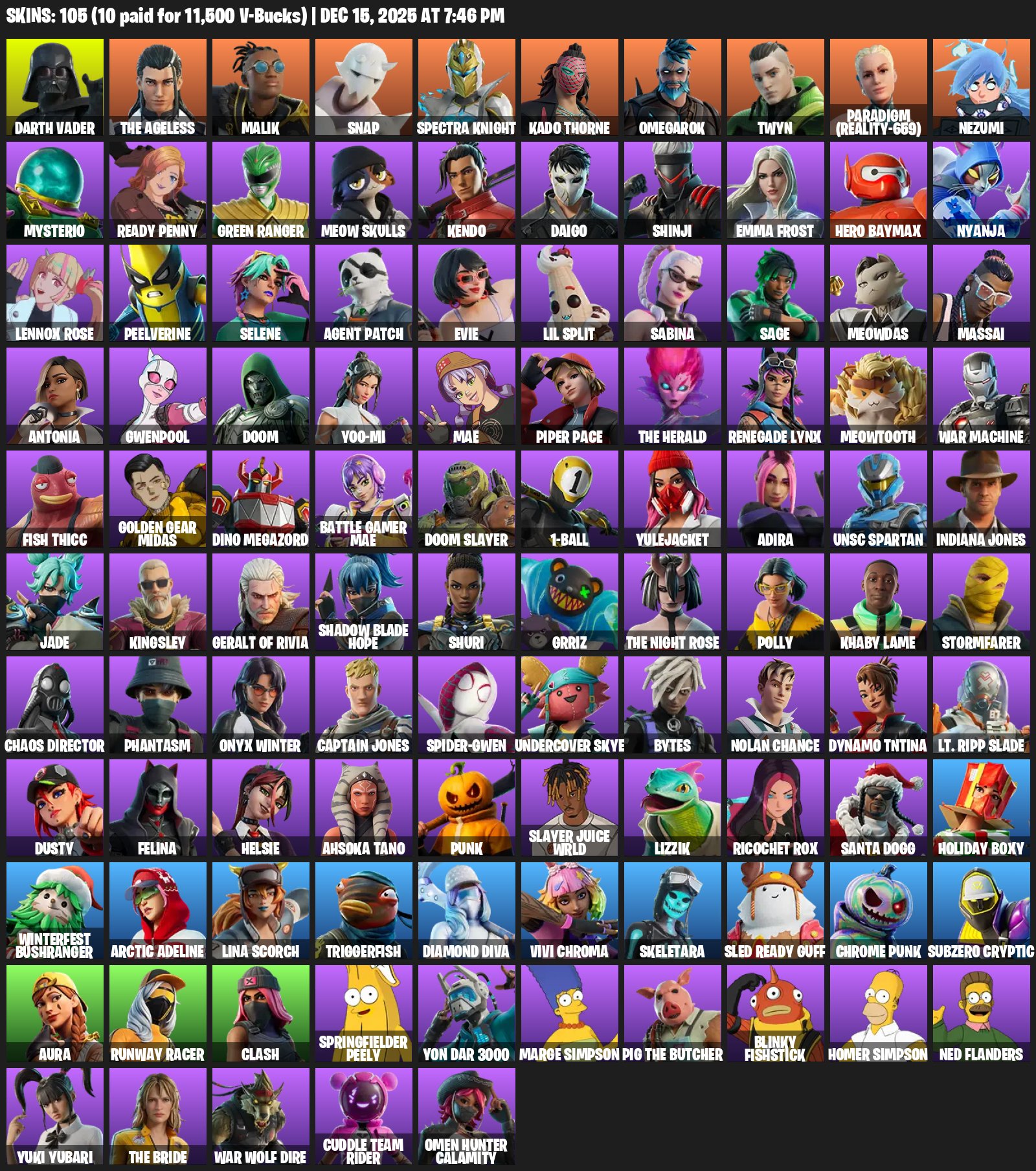 🎨 105 skins | 🌟 Fortnite account
