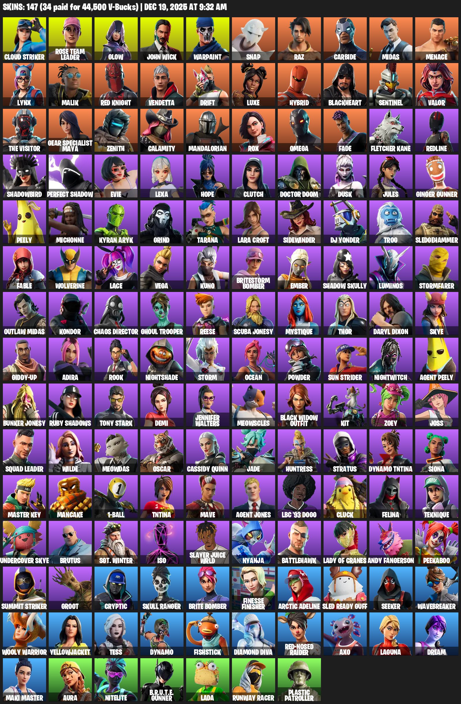 🎨 147 skins | 🌟 Fortnite account