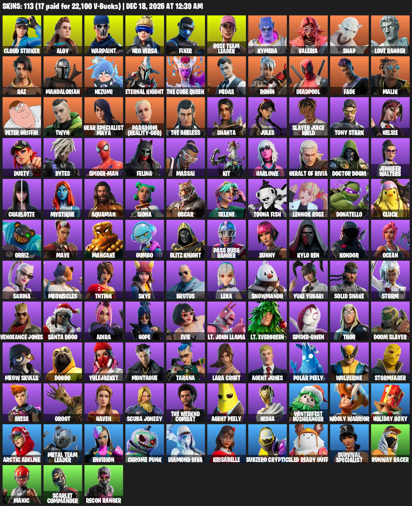 🎨 113 скинов | 🌟 Fortnite аккаунт