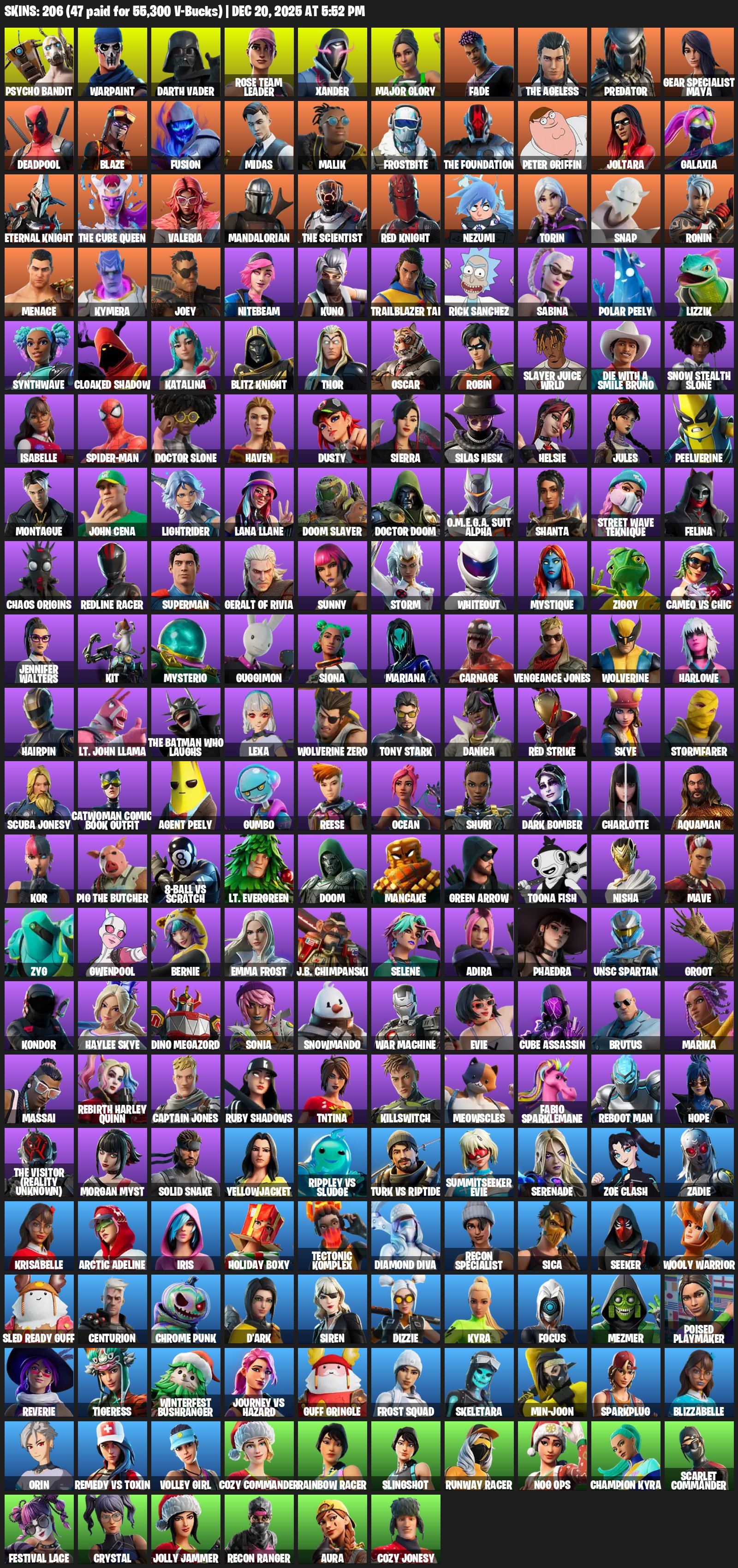 🎨 206 skins | 🌟 Fortnite account