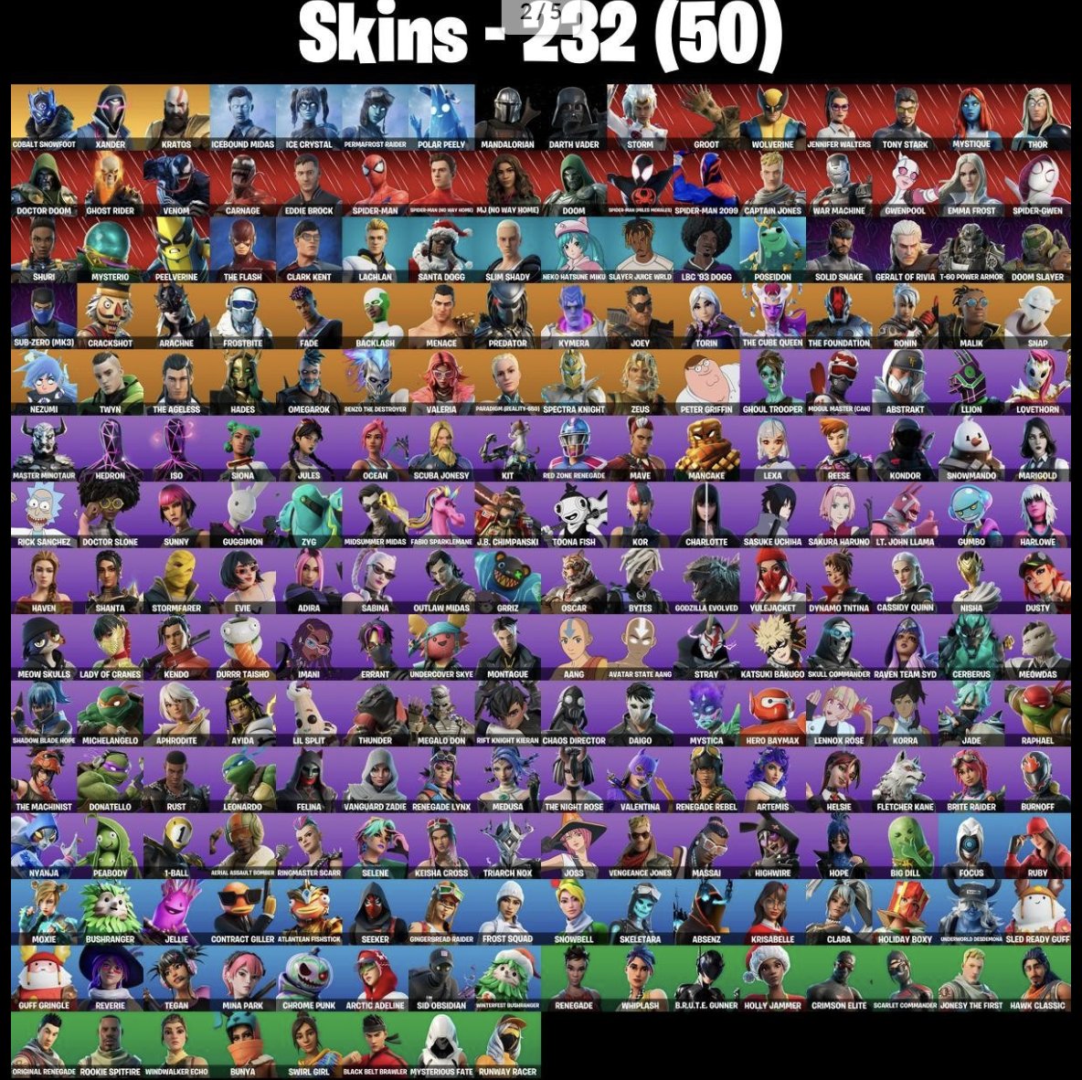 🎨 232 skins | 🌟 Fortnite account