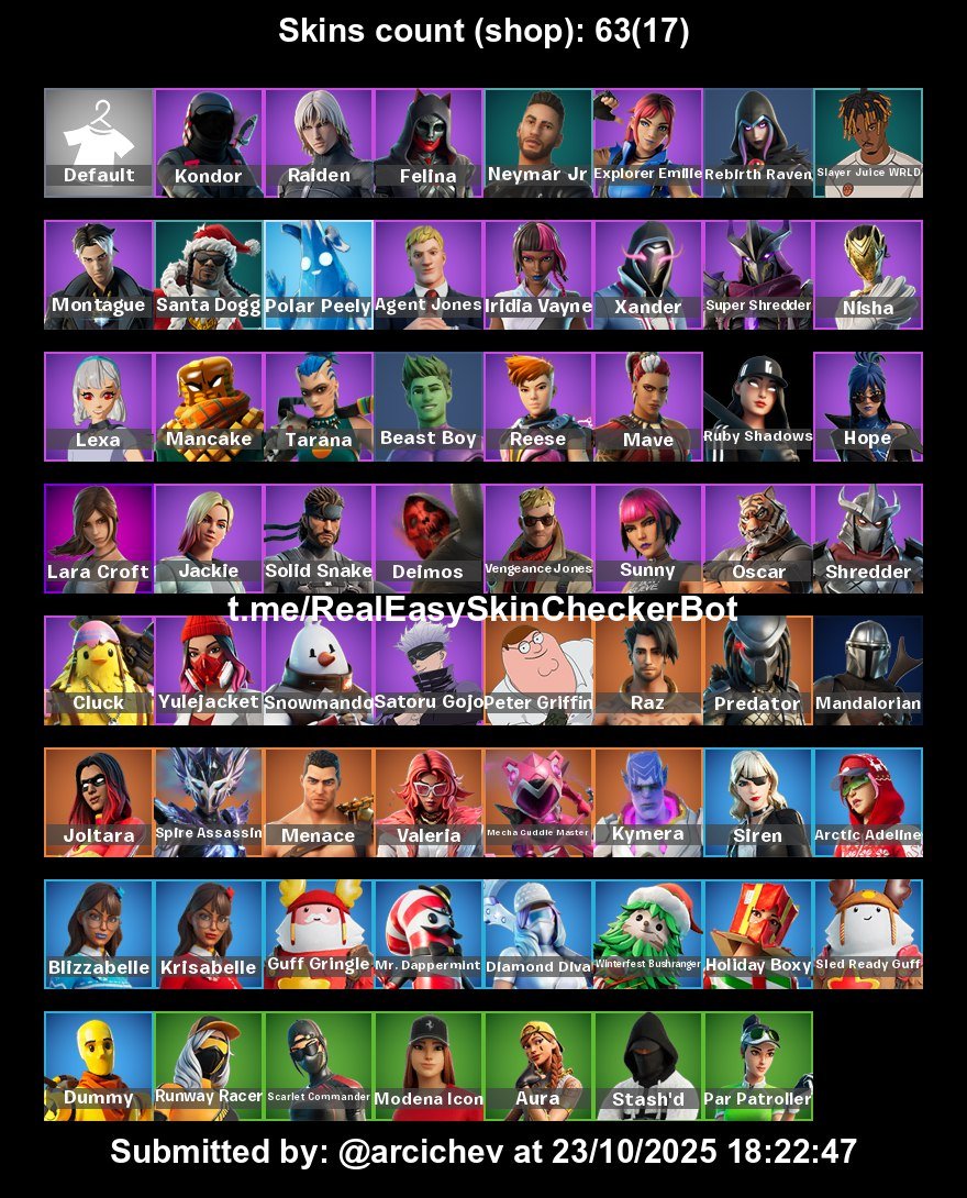 🎨 63 skins | 🌟 Fortnite account