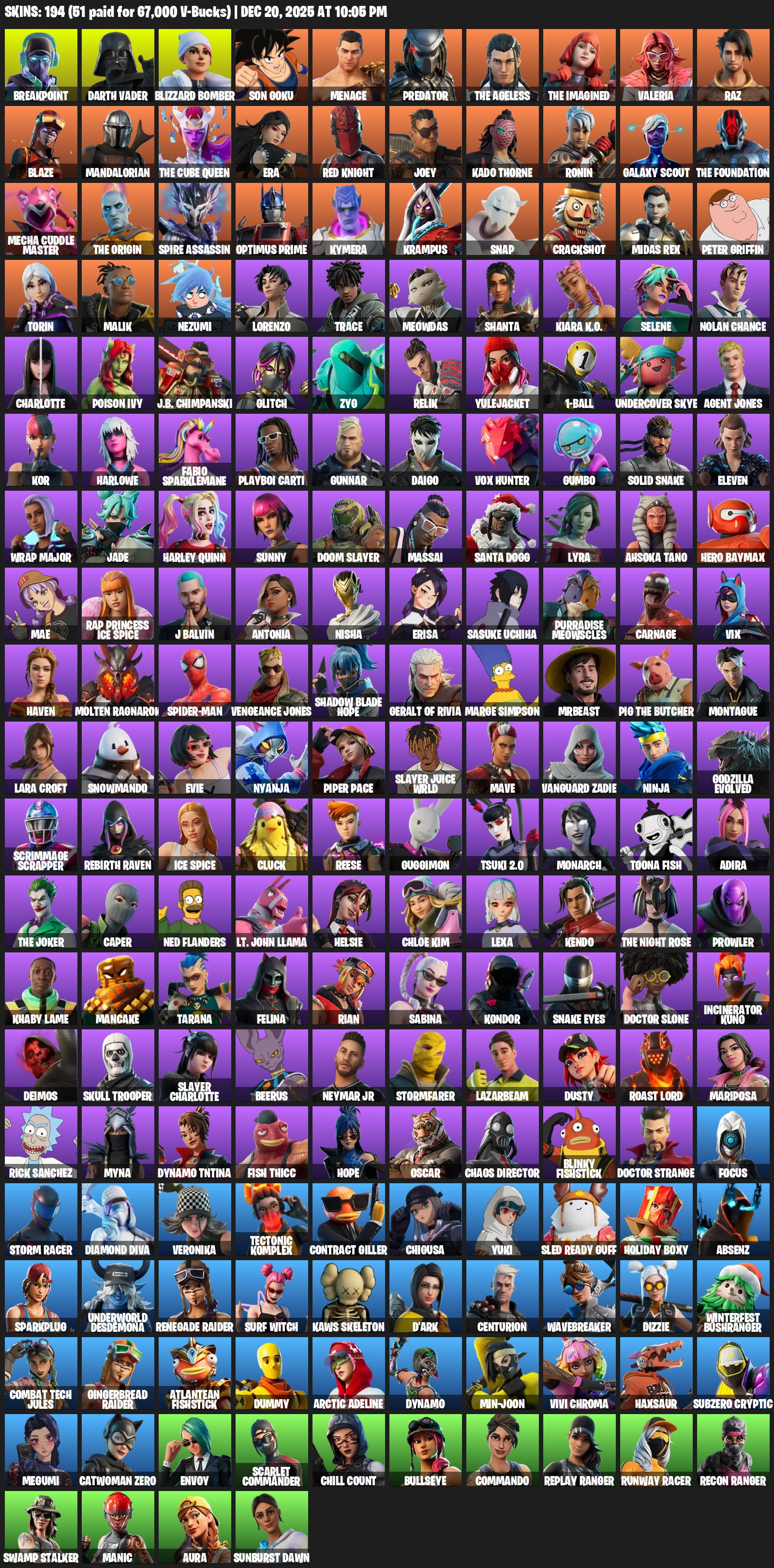 🎨 194 skins | 🌟 Fortnite account