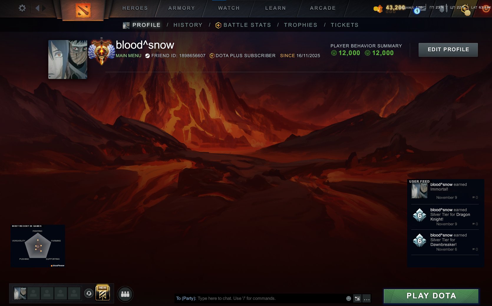 🏅 MMR 7505 | 🕒 190 hours | 🛡 12000