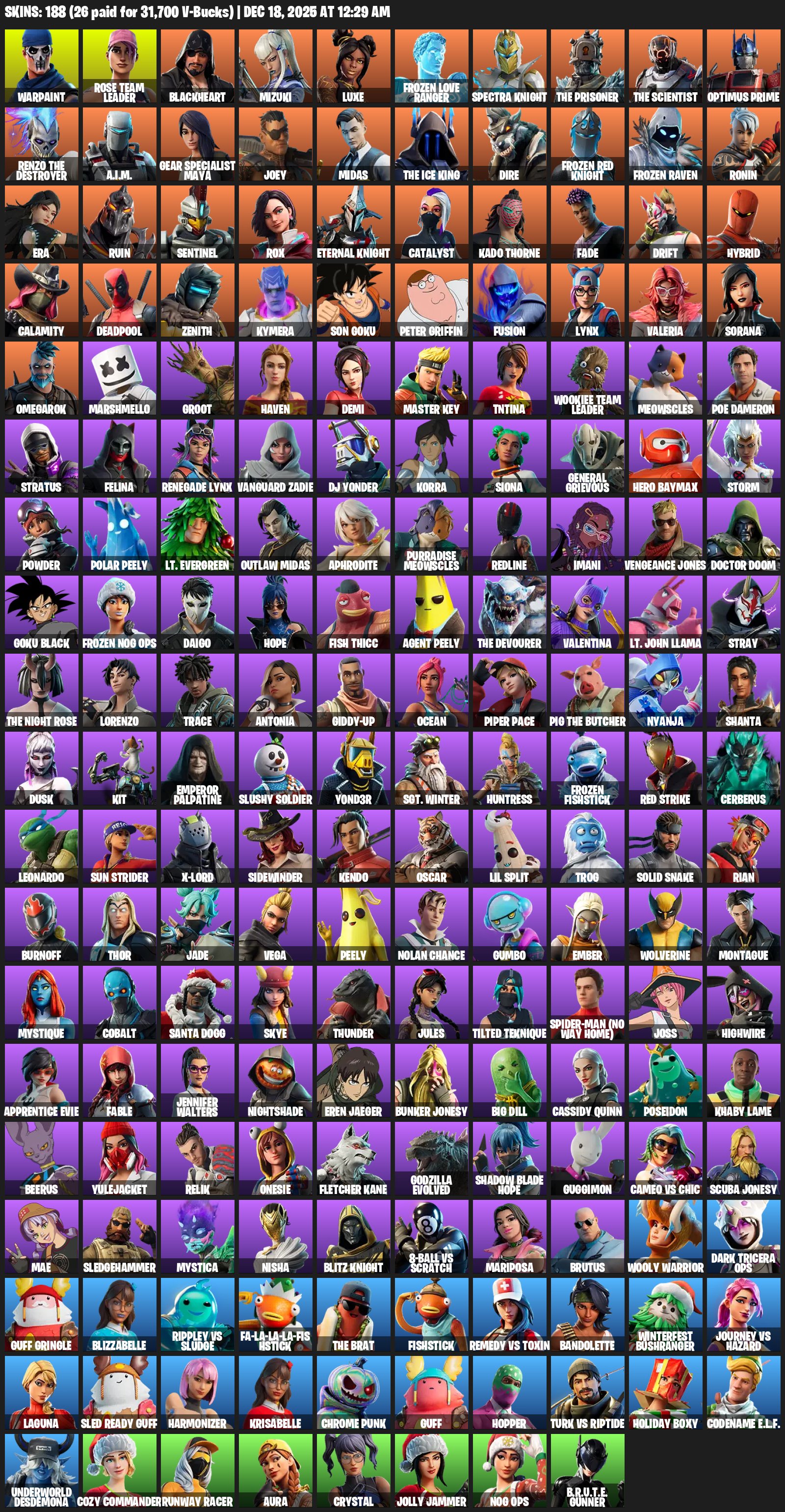 🎨 188 скинов | 🌟 Fortnite аккаунт