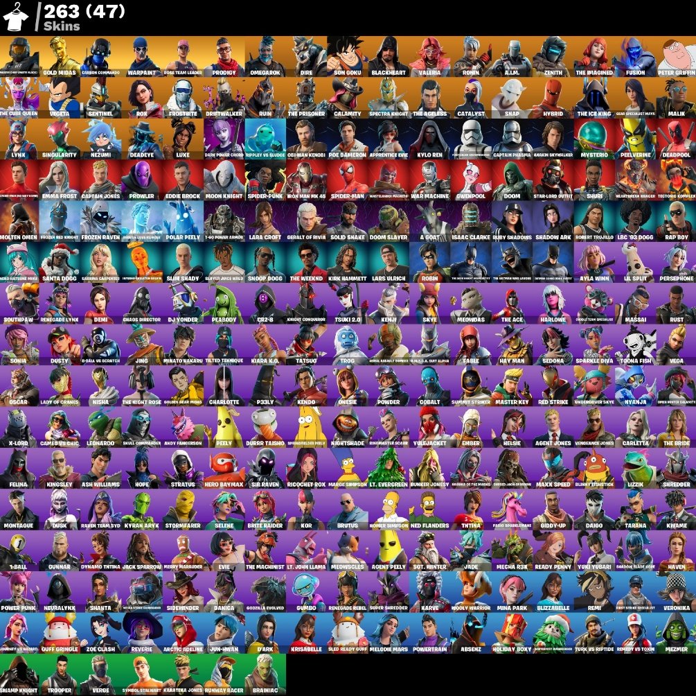 🎨 263 skins | 🌟 Fortnite account