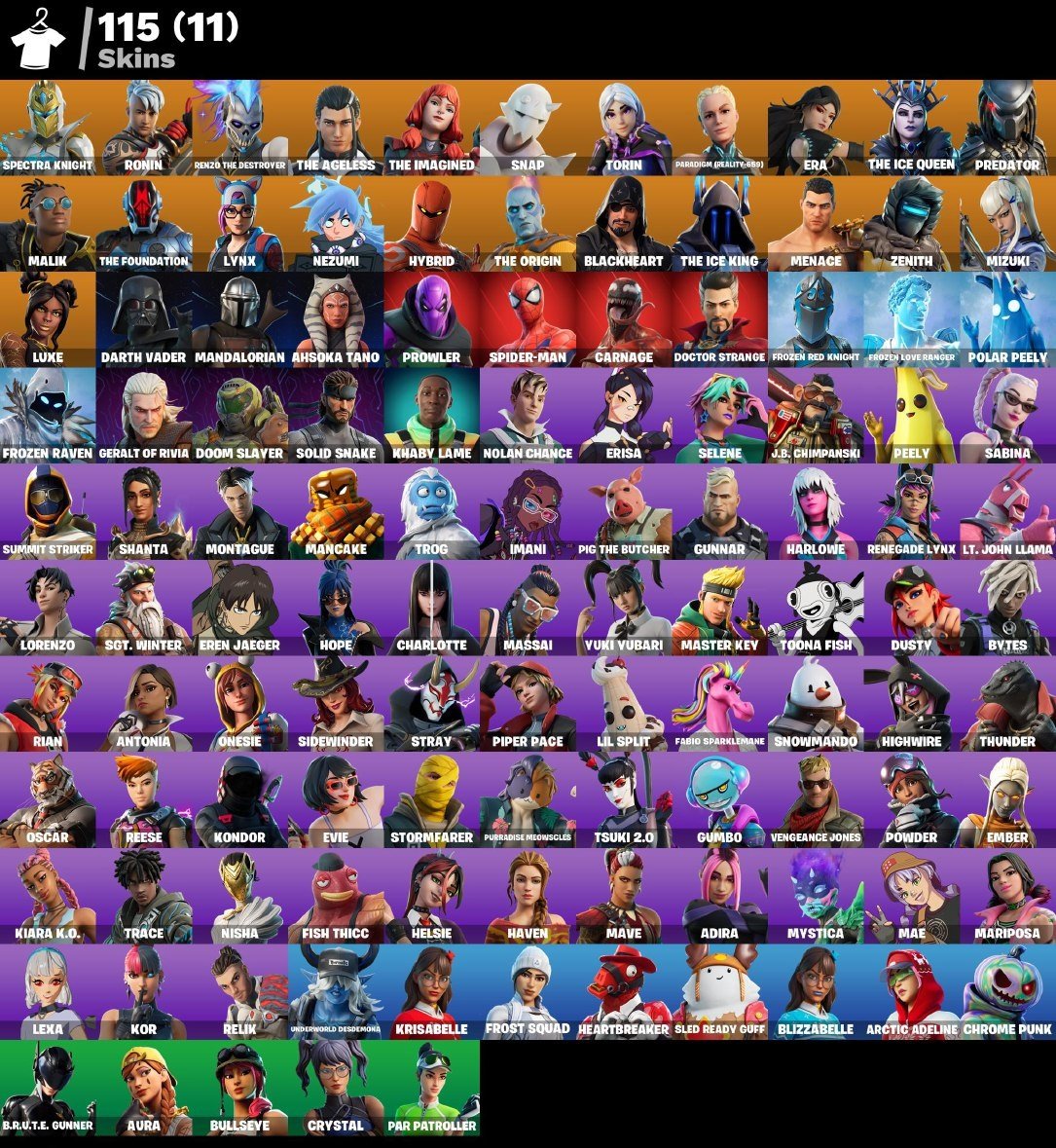 🎨 115 skins | 🌟 Fortnite account