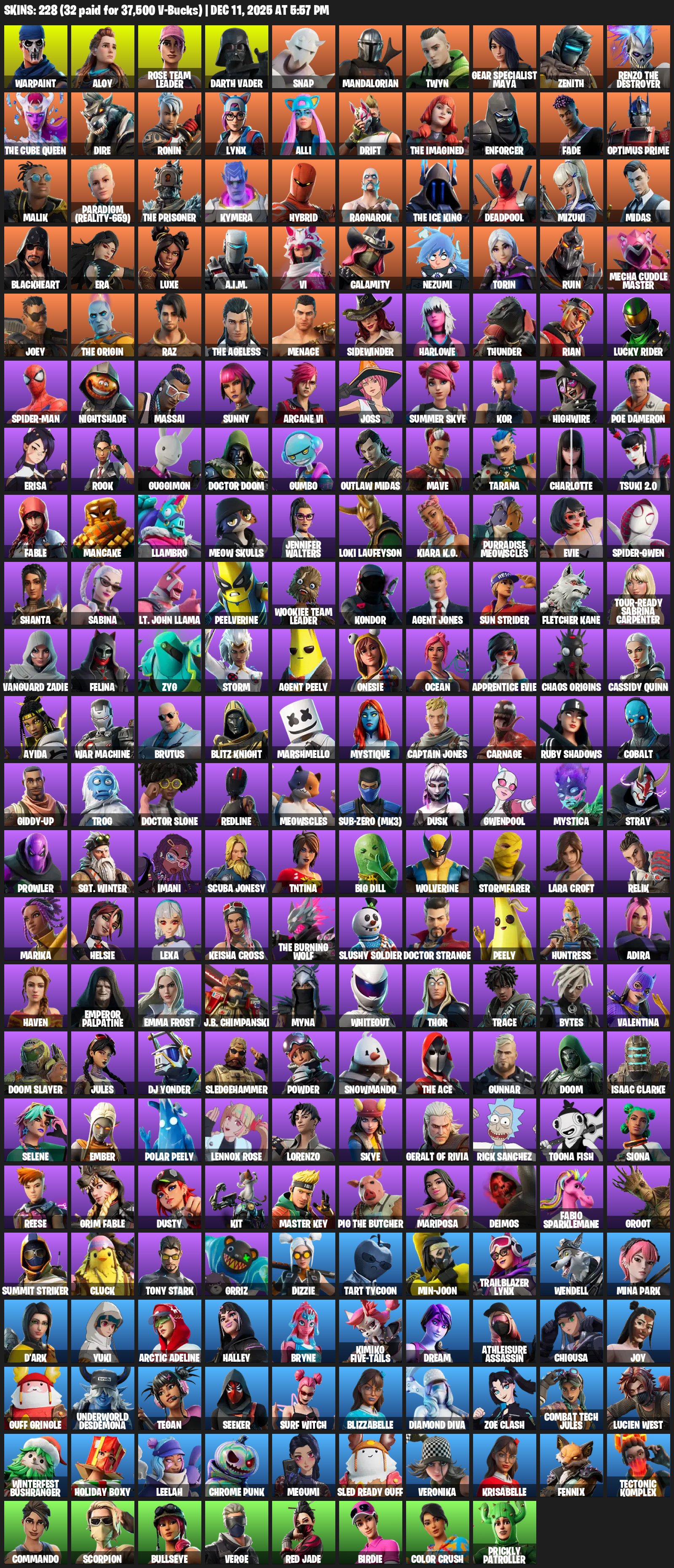 🎨 218 skins | 🌟 Fortnite account