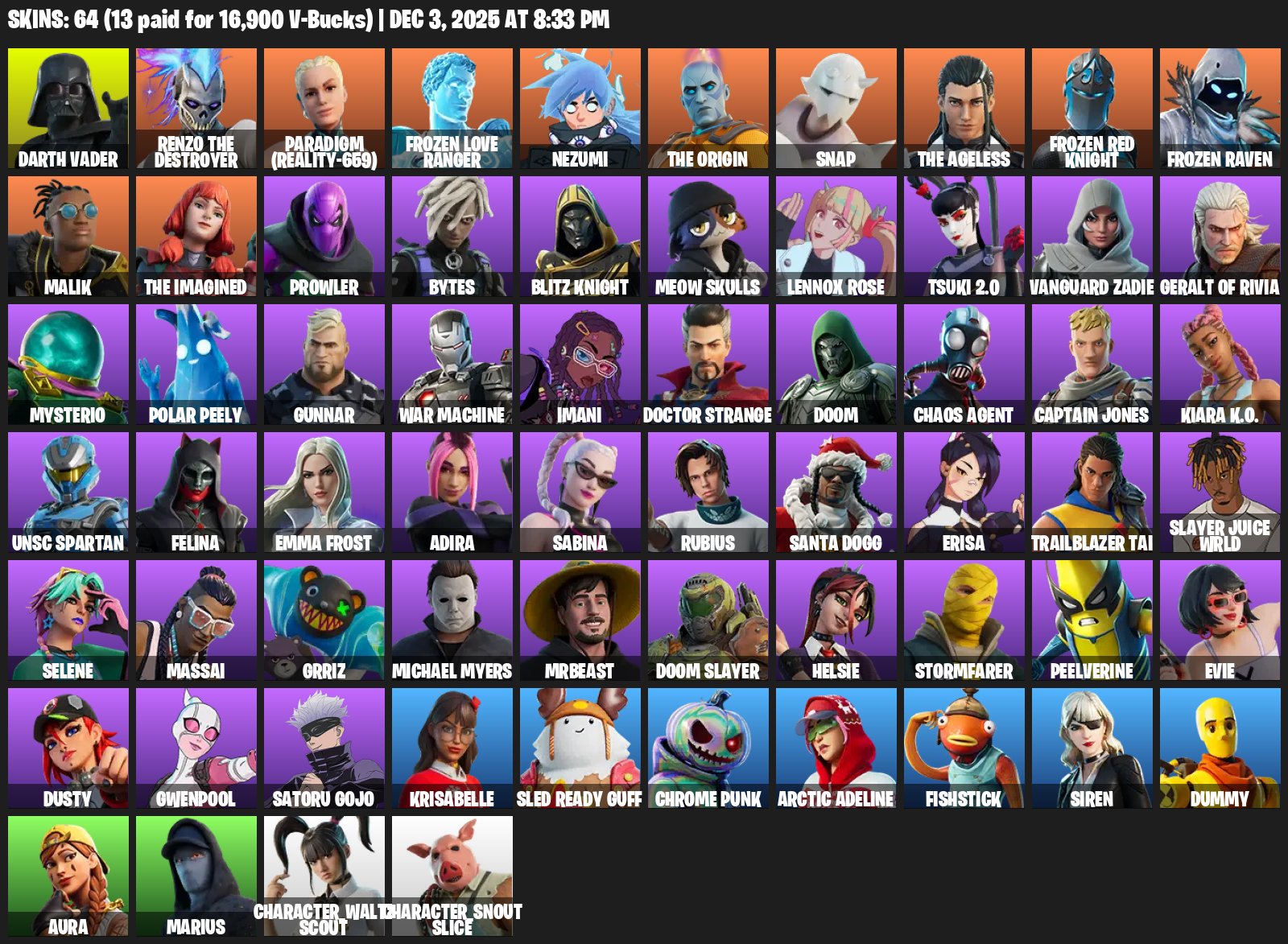 🎨 64 skins | 🌟 Fortnite account