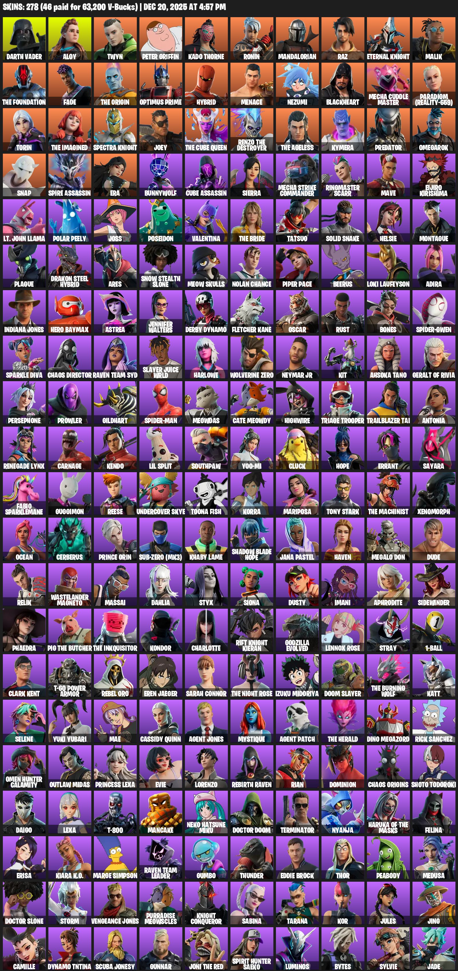 🎨 278 скінів | 🌟 Fortnite акаунт