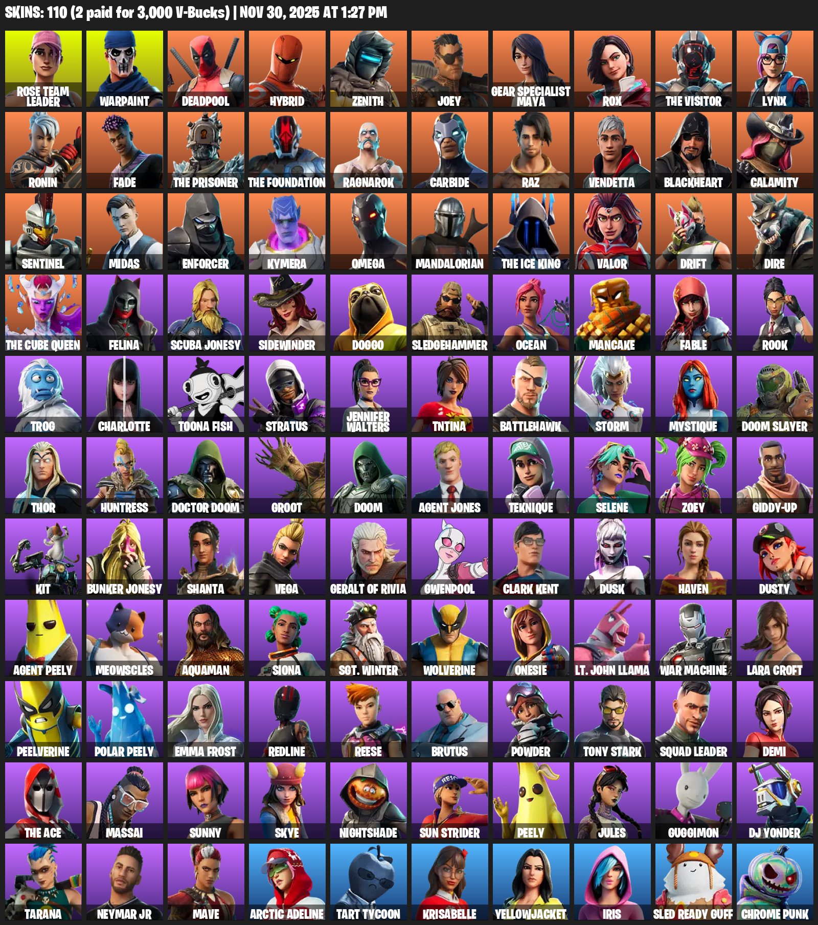 🎨 110 skins | 🌟 Fortnite account