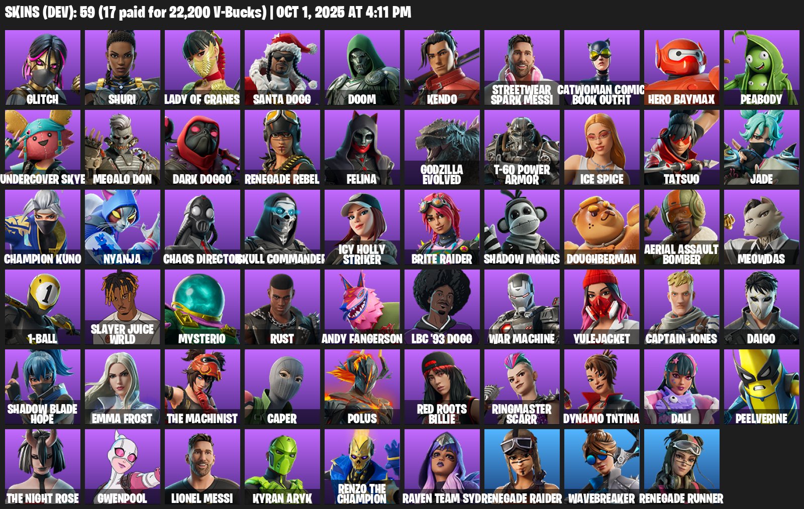 💢 59 skins | 🌟 Fortnite account