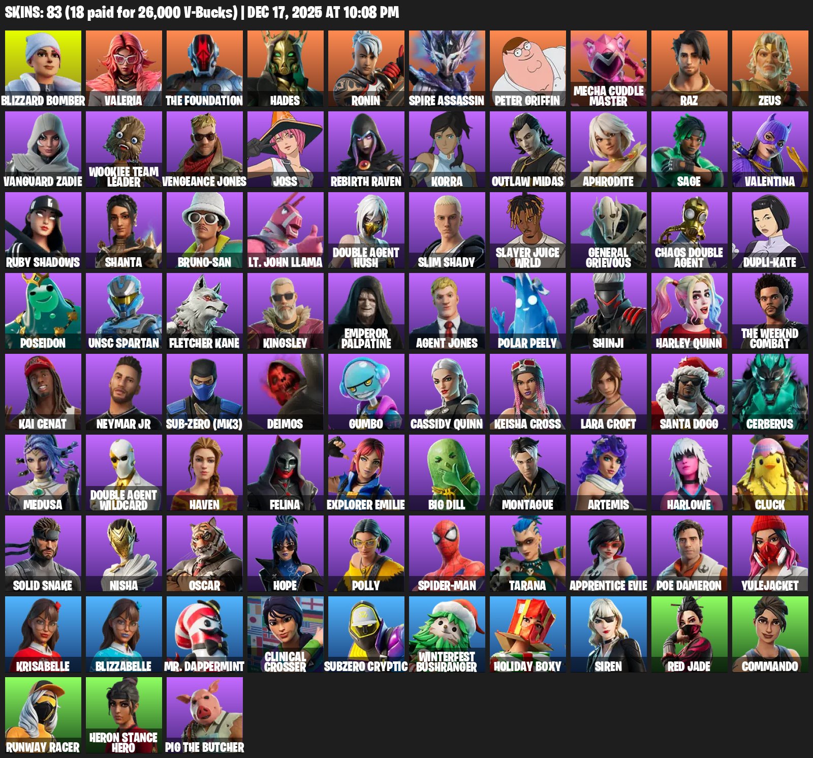 🎨 83 скина | 🌟 Fortnite аккаунт