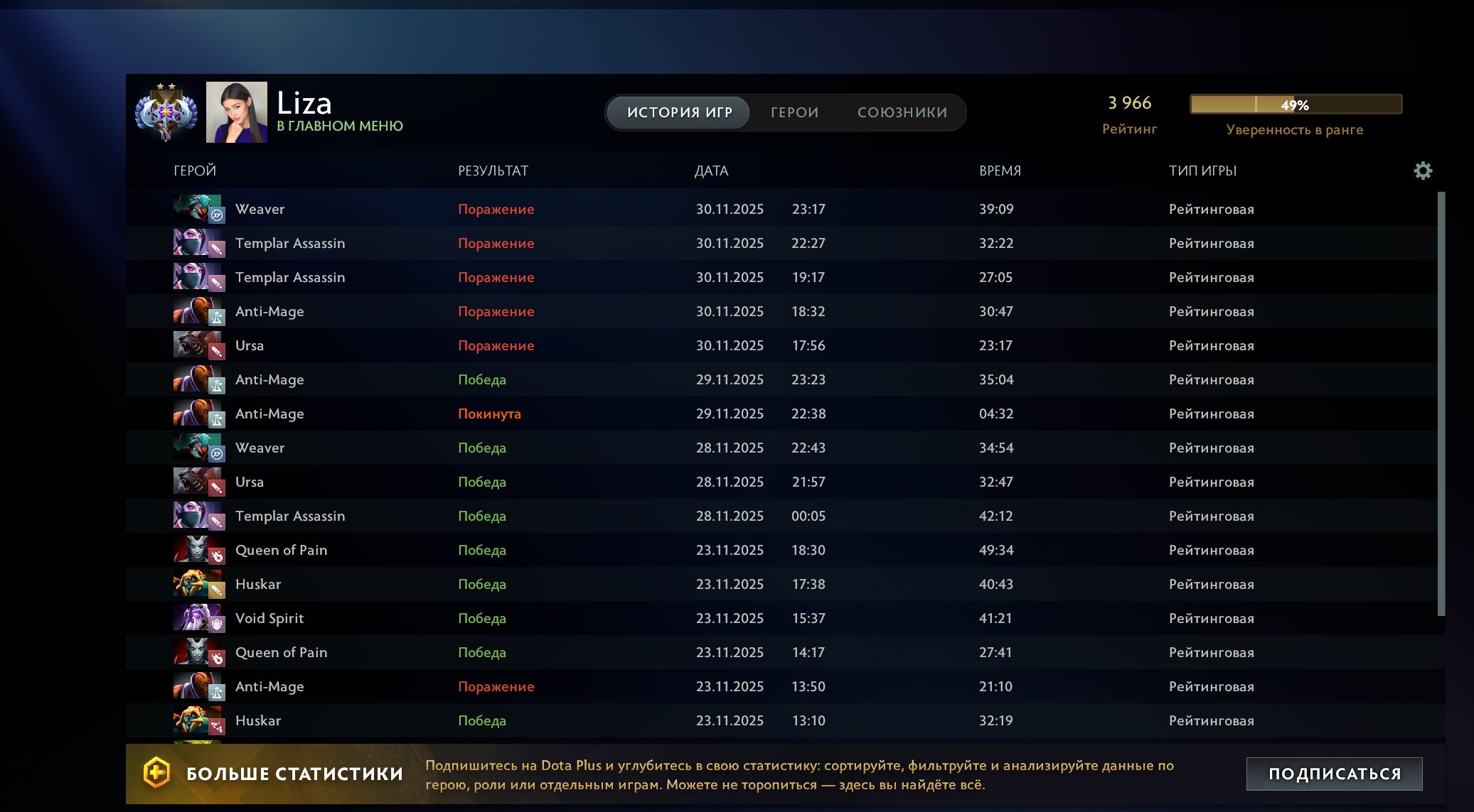 🏅 MMR 3966 | 🕒 1313 hours | 🛡 7300