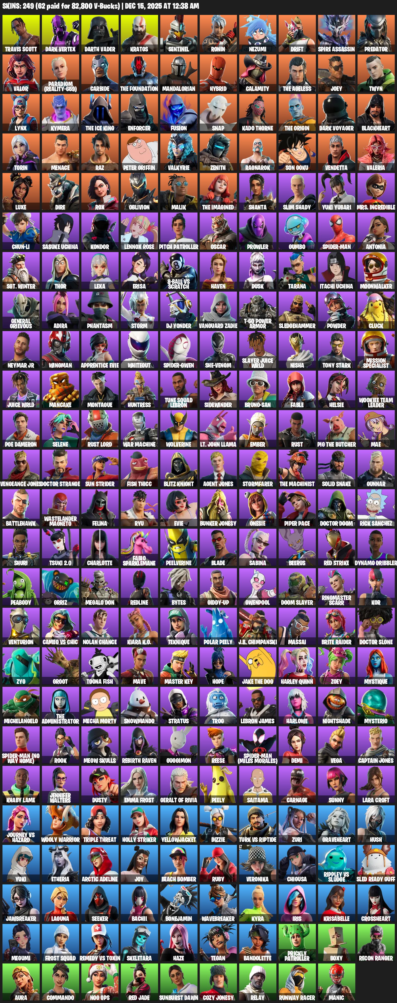 🎨 249 skins | 🌟 Fortnite account